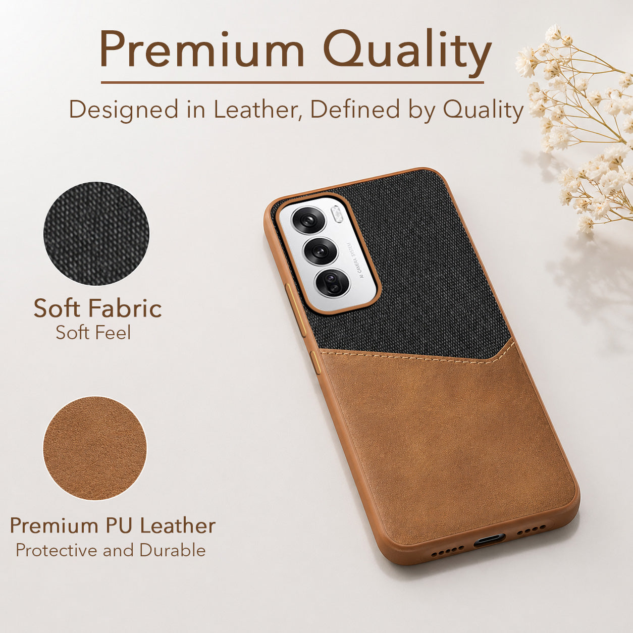 For Oppo Reno12 5G | Oppo Reno 12 5G Back Cover Case (Dual PU Leather Stitch | Professional Minimalist | Soft and Flexible)