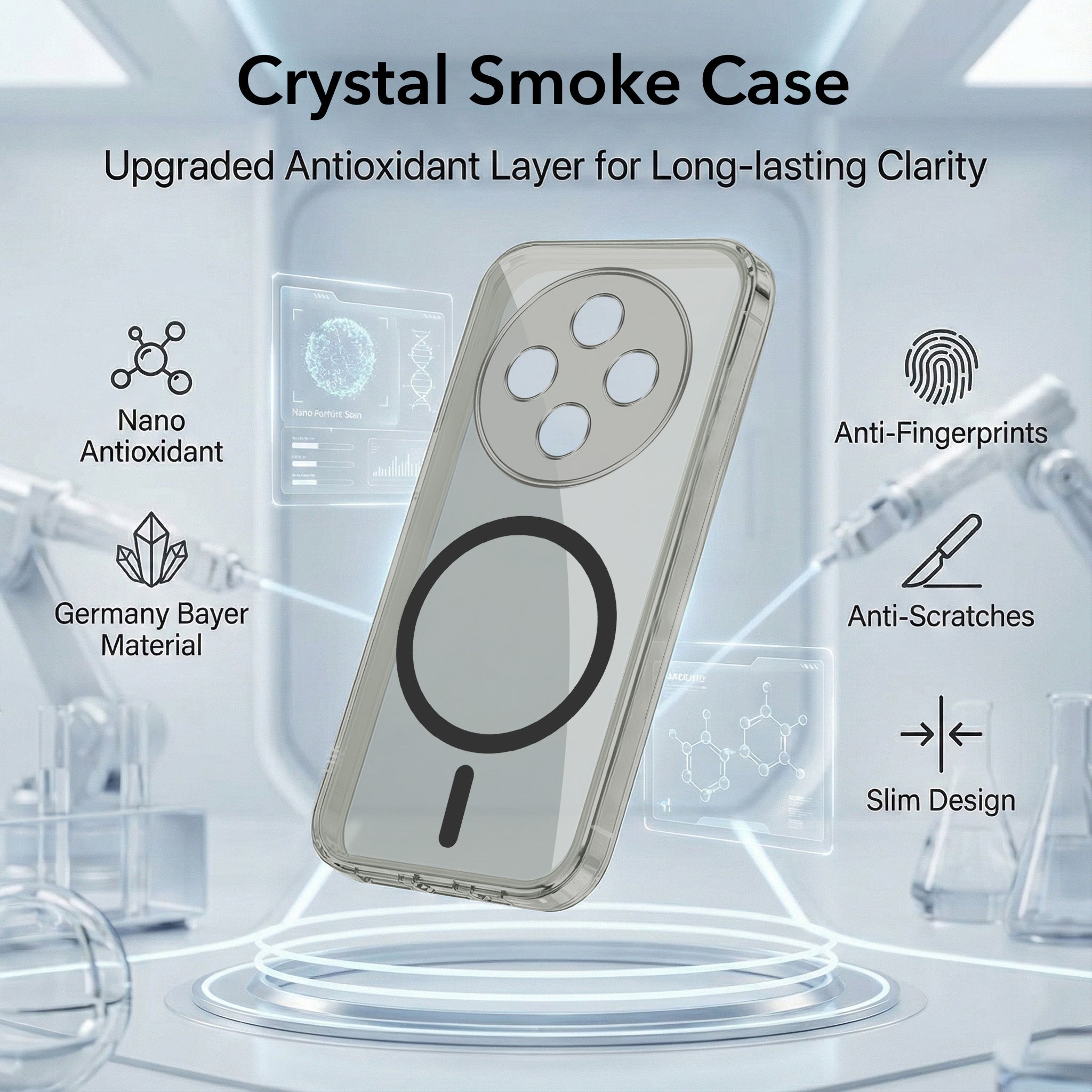 For Vivo T4 Back Cover Case Lifetime Anti-Yellow MagSafe Compatible Clear (Sleek Hard Crystal | Shockproof and Camera Protection)
