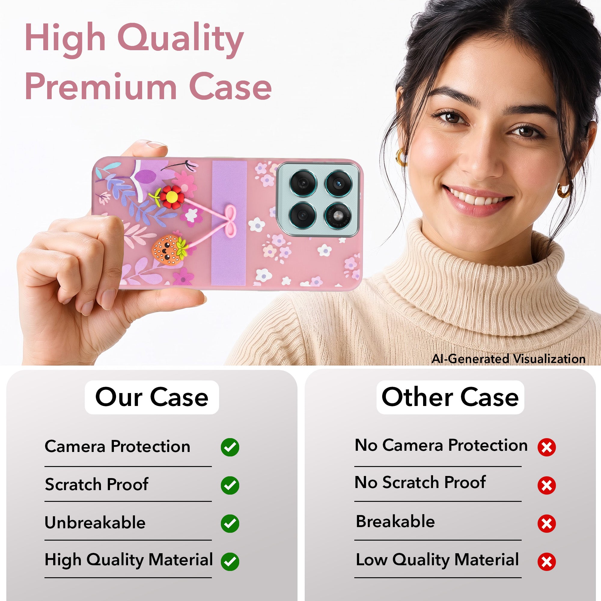 For Motorola Moto Edge 60 Fusion Back Cover Case (3D Cute Cartoons | Hard Back Side Soft | Matte Premium Finish | HD Printing)