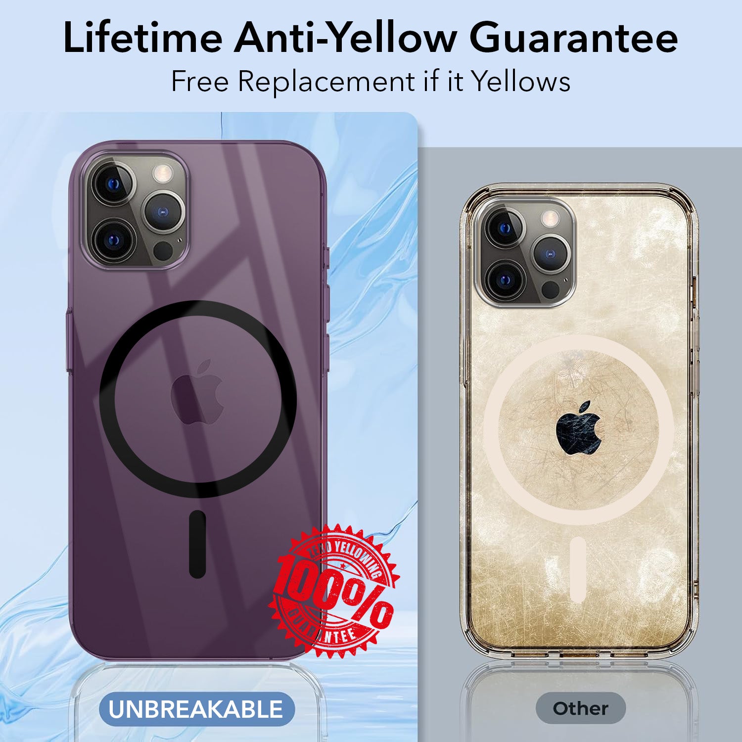 For Apple iPhone 12 Pro Max Back Cover Case Lifetime Anti-Yellow MagSafe Compatible Clear (Sleek Hard Crystal | Shockproof and Camera Protection)