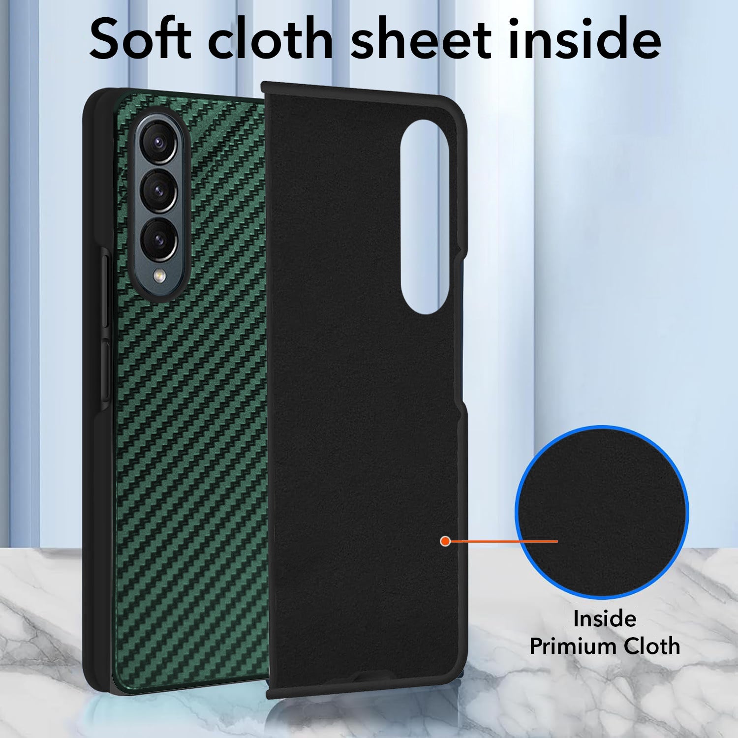 For Samsung Galaxy Z Fold 4 5G Back Flip Case Cover (Craft Printed Design | Hybrid Texture | Inside Microfiber Cloth)