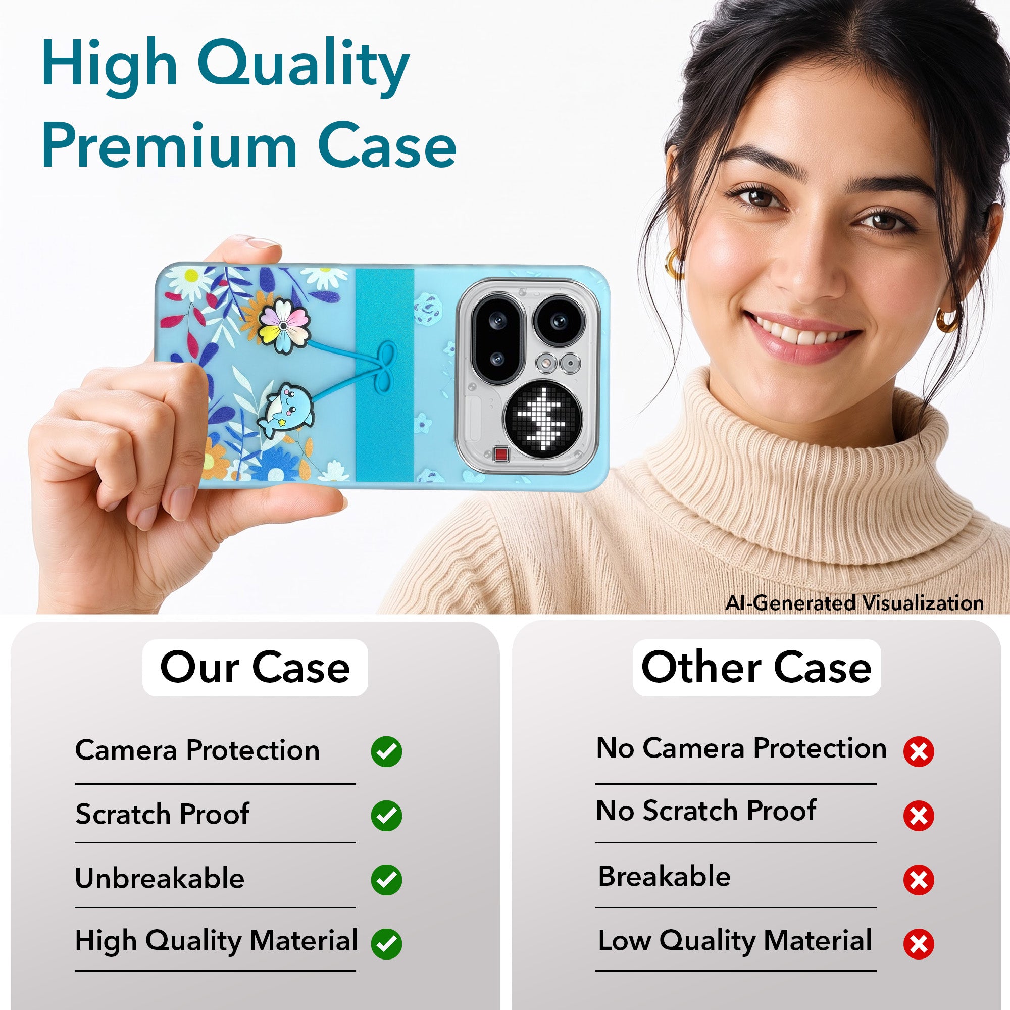 For Nothing Phone 4A Pro 5G Back Cover Case (3D Cute Cartoons | Hard Back Side Soft | Matte Premium Finish | HD Printing)
