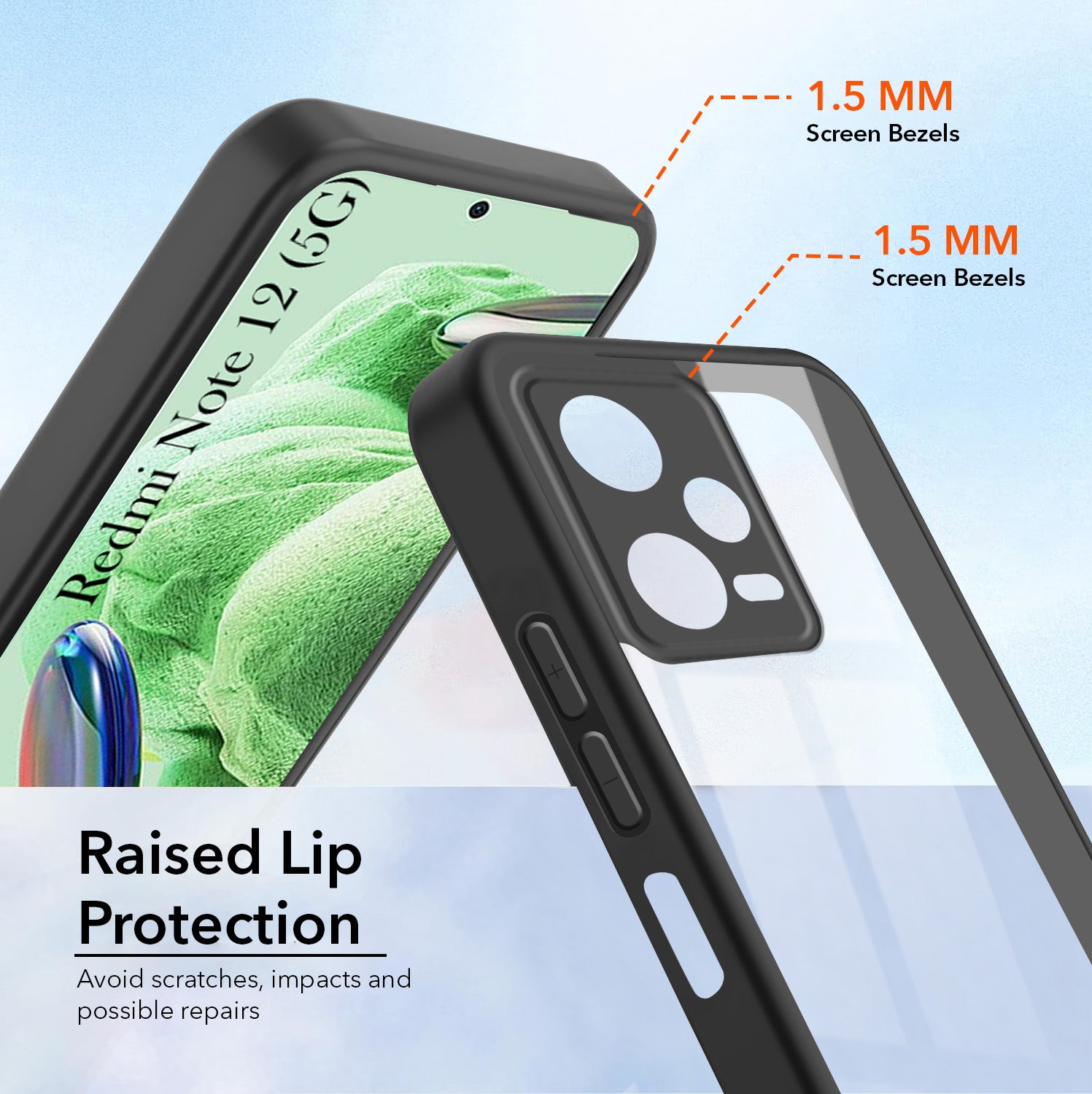 For Redmi Note 12 5G  Back Cover Case Ultra-Hybrid (Lifetime Anti Yellow | Anti Scratch | Crystal Clear Shockproof)