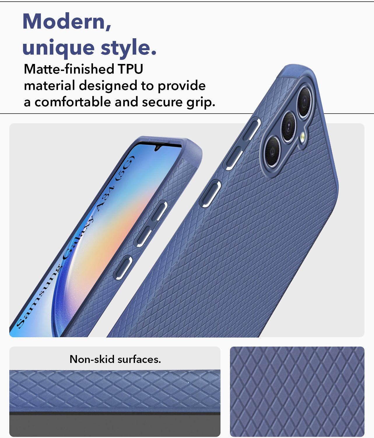 For Samsung Galaxy A34 5G Back Cover Case (Liquid Silicone | Side Grip | Camera Protection)