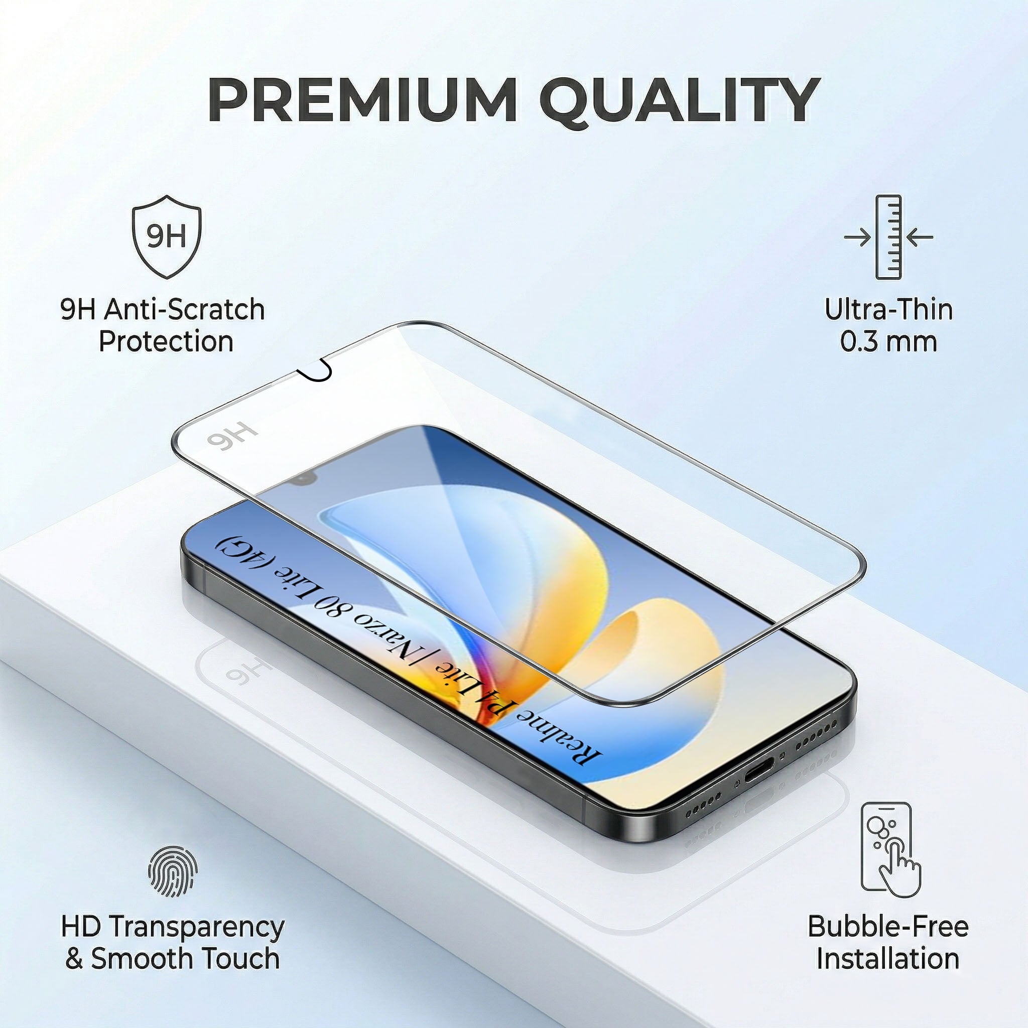 For Realme P4 Lite | Realme Narzo 80 Lite 4G Combo (Textured Grip Design | Micro-Fiber Cloth Inside | Oleophobic Coating Screen Glass)