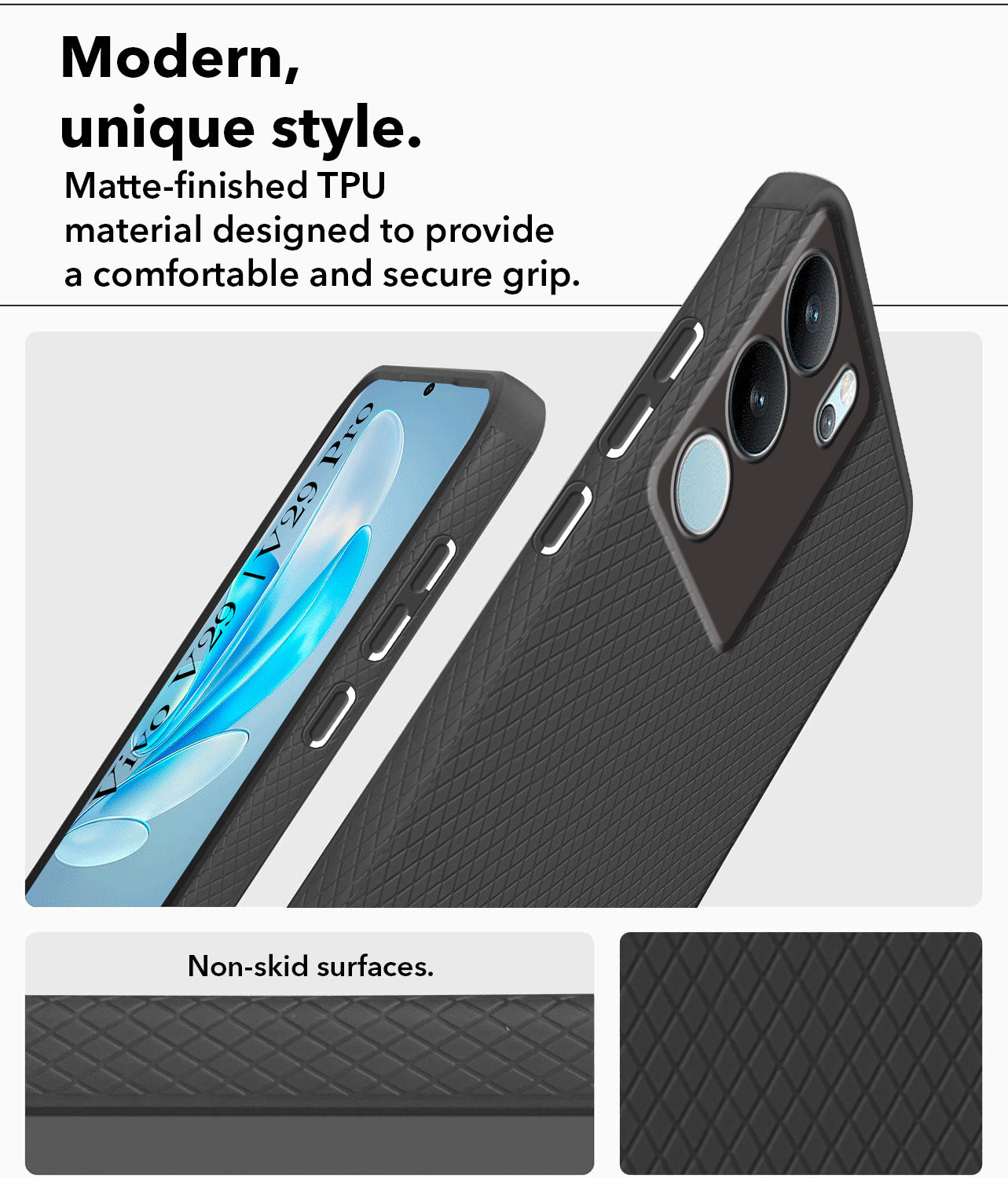 For Vivo V29 | Vivo V29 Pro 5G Back Cover Case (Liquid Silicone | Side Grip | Camera Protection)