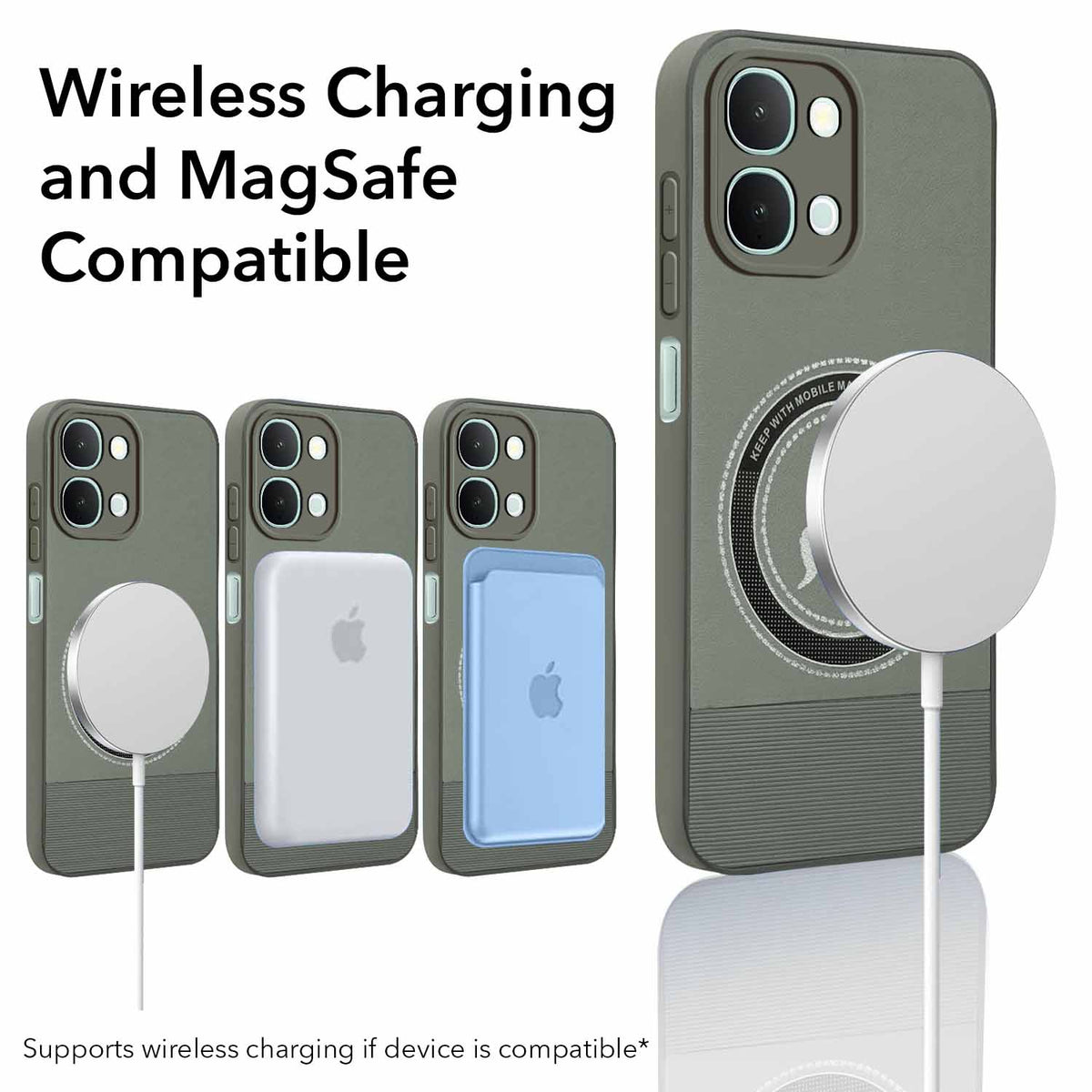 For Vivo iQOO Z11x 5G Back Cover Case PU Leather Finish (Professional Minimalist Texture | MagSafe Compatile | Camera Protection | Sleek Sober Formal)