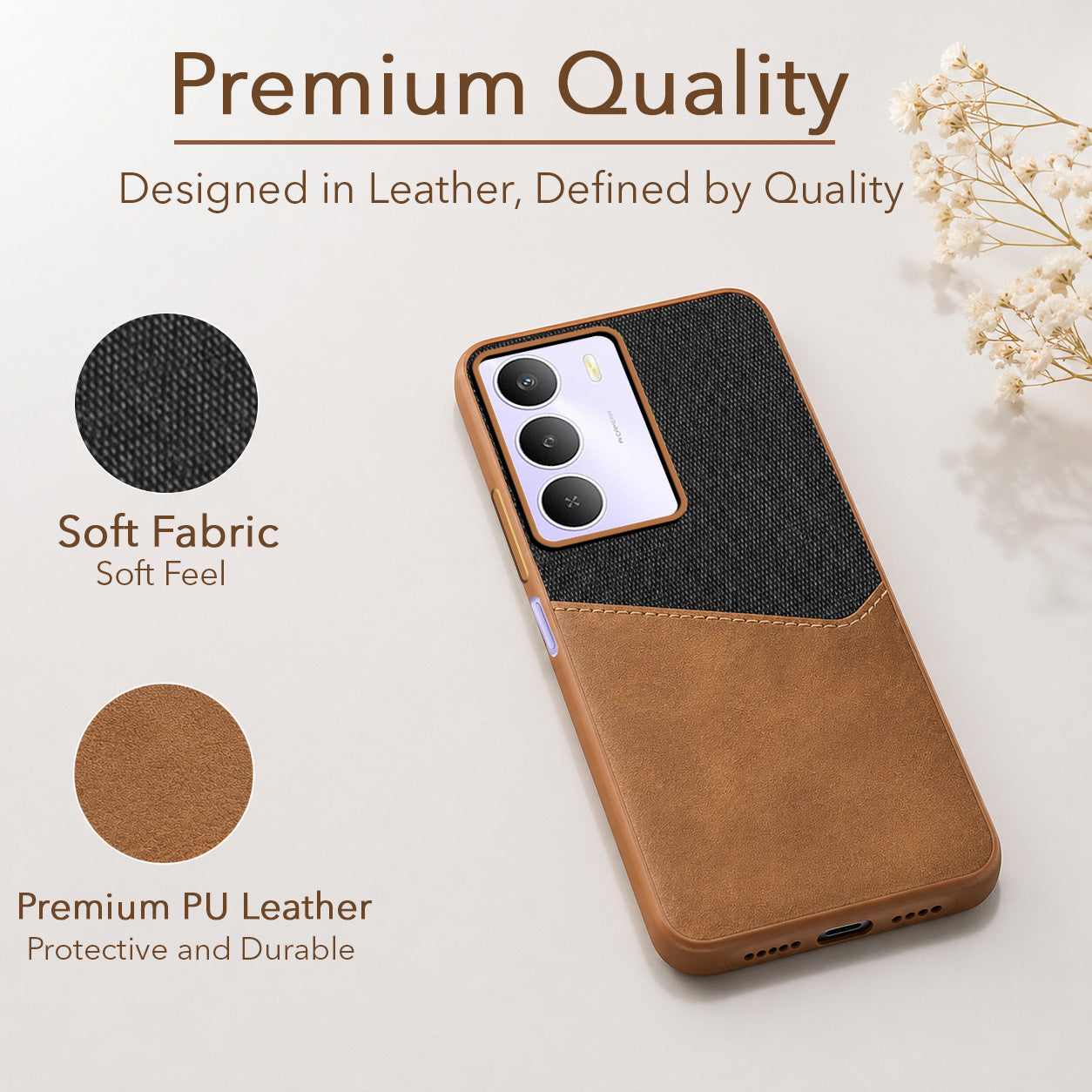 For Realme Narzo 80 Lite 5G Back Cover Case (Dual PU Leather Stitch | Professional Minimalist | Soft and Flexible)