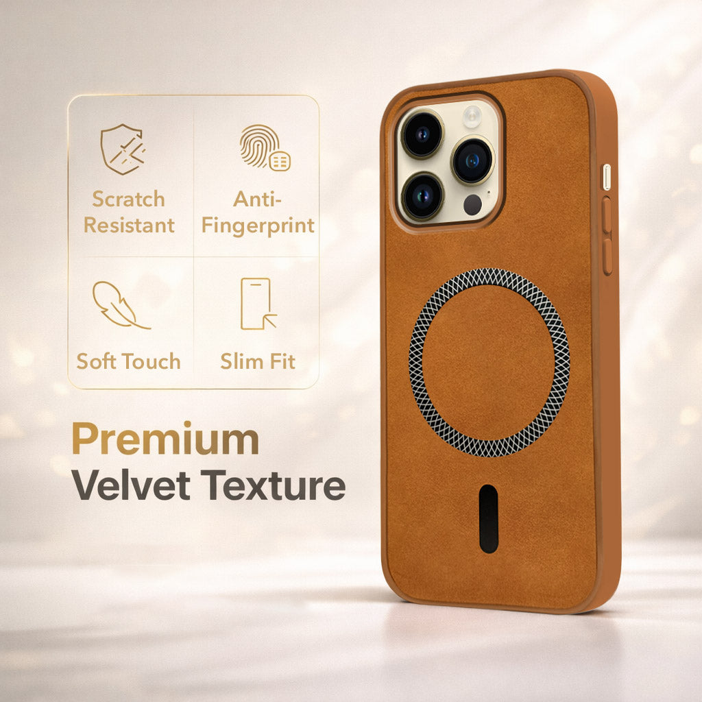 For Apple iPhone 14 Pro Max Back Cover Case Leather Finish(MagSafe Compatible Wireless Charging | Soft Touch | Camera Bump Protection)