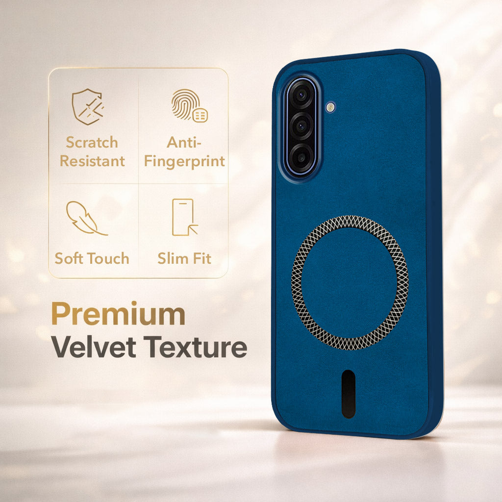 For Samsung Galaxy A17 | Samsung F17 | Samsung M17 5G Back Cover Case Leather Finish (MagSafe Compatible Wireless Charging | Soft Touch | Camera Bump Protection)