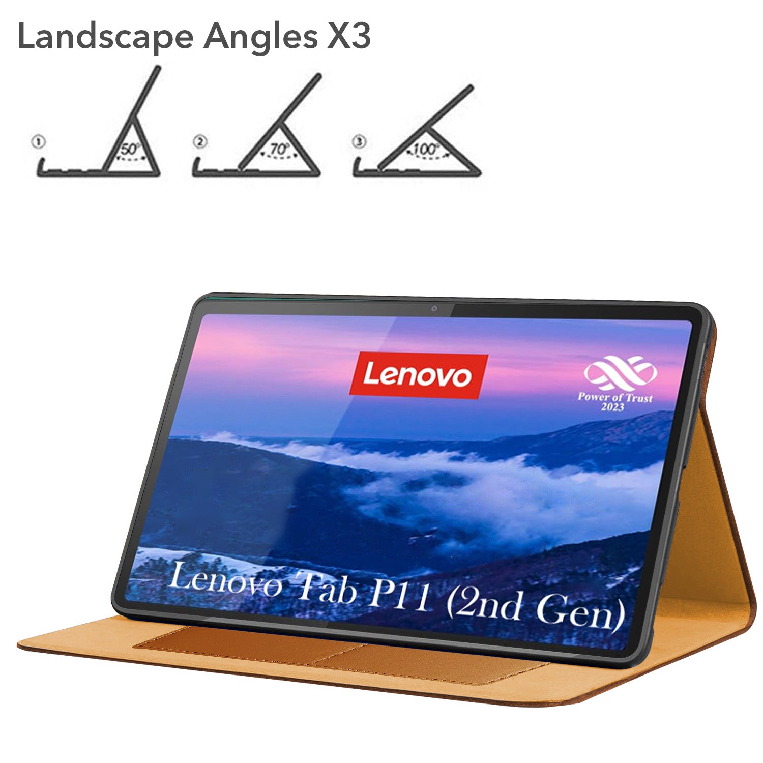 For Lenovo Tab P11 Gen 2 11.5 Inch (X350XU) Flip Cover Folio Cover (PU Leather | Multi-Angle Smart Stand | Card Storage Slots | Silicone Back Pouch)