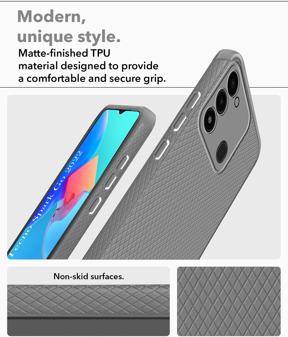 For Tecno Spark Go 2022 Back Cover Case (Liquid Silicone | Side Grip | Camera Protection)