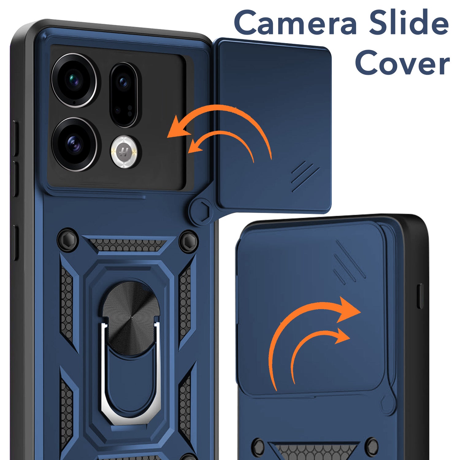 For Oppo Find X9 | Oppo Find X9s Back Cover Case Hybrid Armor (Sliding Shutter Camera Protection | Polycarbonate |Ring Holder Kickstand)