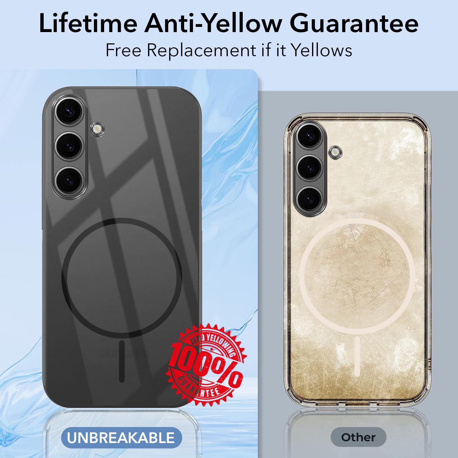 For Samsung Galaxy S24 Plus Back Cover Case Crystal Anti Yellow (MagSafe Wireless Charging Support |Camera Protection Bump)