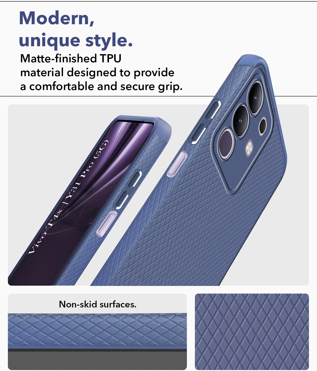 For Vivo T4x | Vivo Y31 Pro Back Cover Case (Liquid Silicone | Side Grip | Camera Protection)