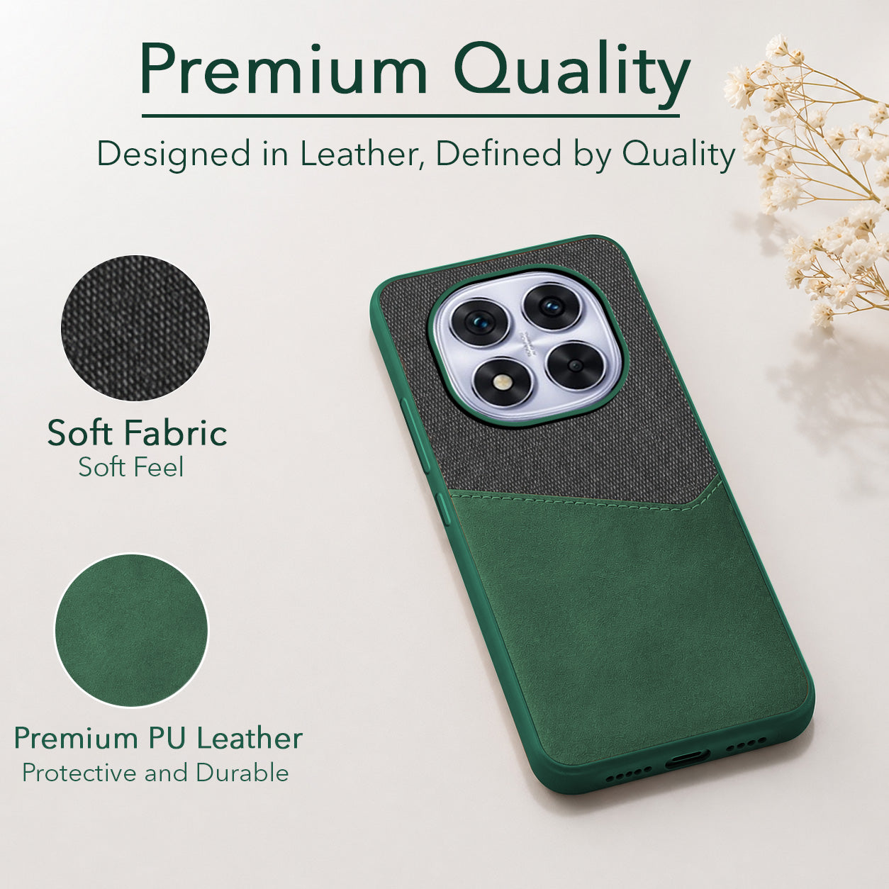 For Redmi Note 14 Pro Back Cover Case (Dual PU Leather Stitch | Professional Minimalist | Soft and Flexible)