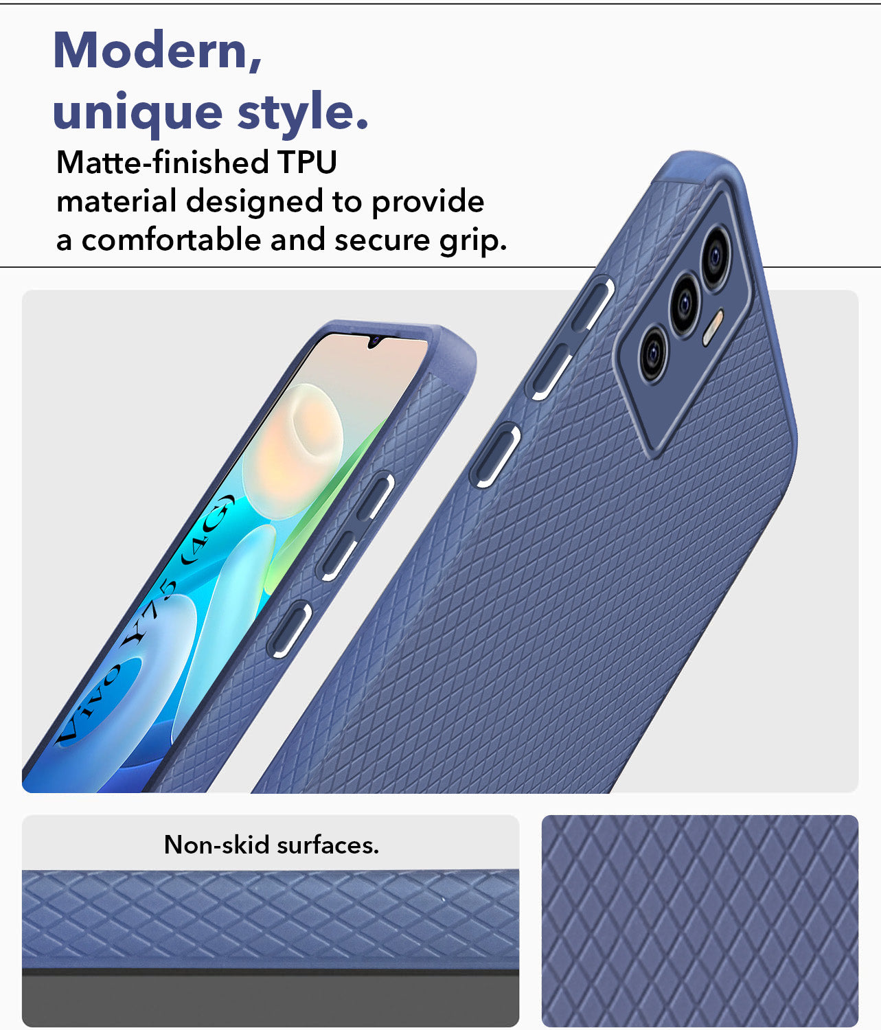 For Vivo Y75 4G Back Cover Case (Liquid Silicone | Side Grip | Camera Protection)