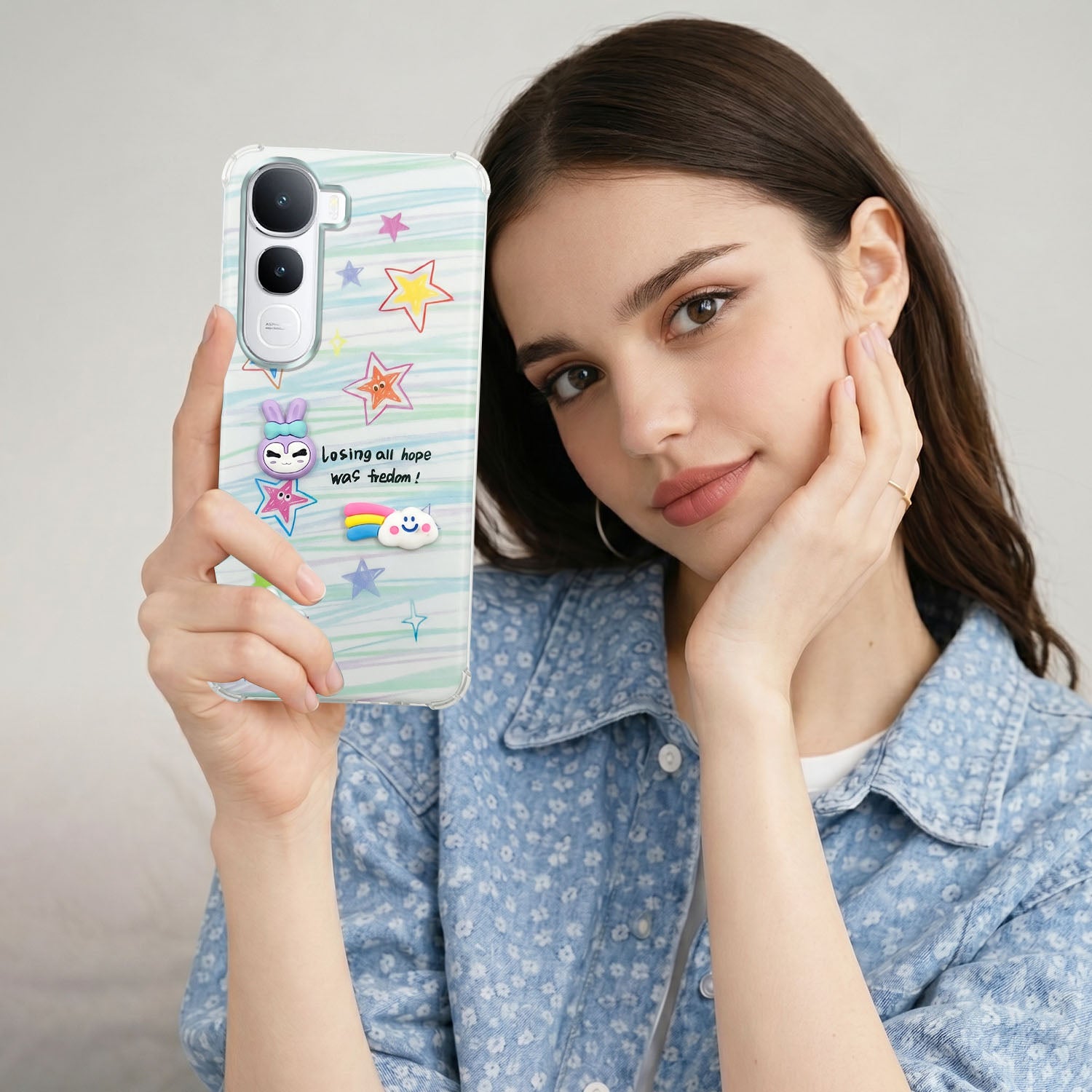 For Vivo Y400 Back Cover Case (3D Cute Cartoons | Hard Back Side Soft | Matte Premium Finish | HD Printing)
