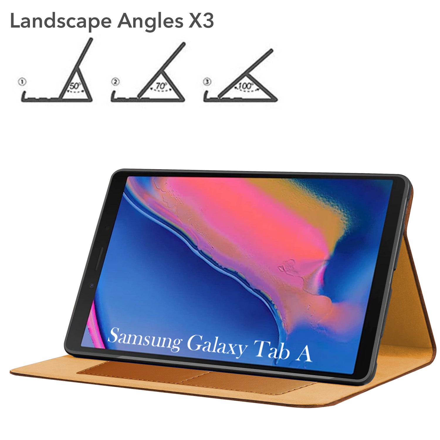 For Samsung Galaxy Tab A 8 Inch SM-T290/T295 Flip Case Cover Folio Cover(PU Matte Leather | Multi-Angle Smart Stand | Card Storage Slots | Silicone Back Pouch)