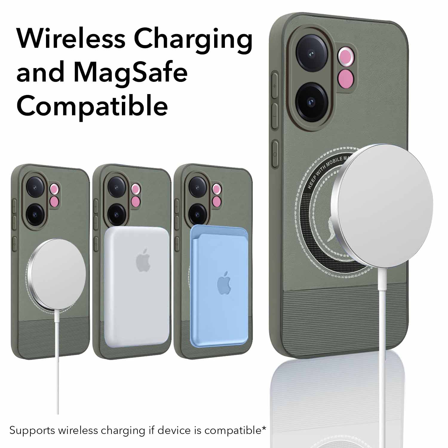 For Vivo V60e Back Cover Case PU Leather Finish (Professional Minimalist Texture | MagSafe Compatile | Camera Protection | Sleek Sober Formal)