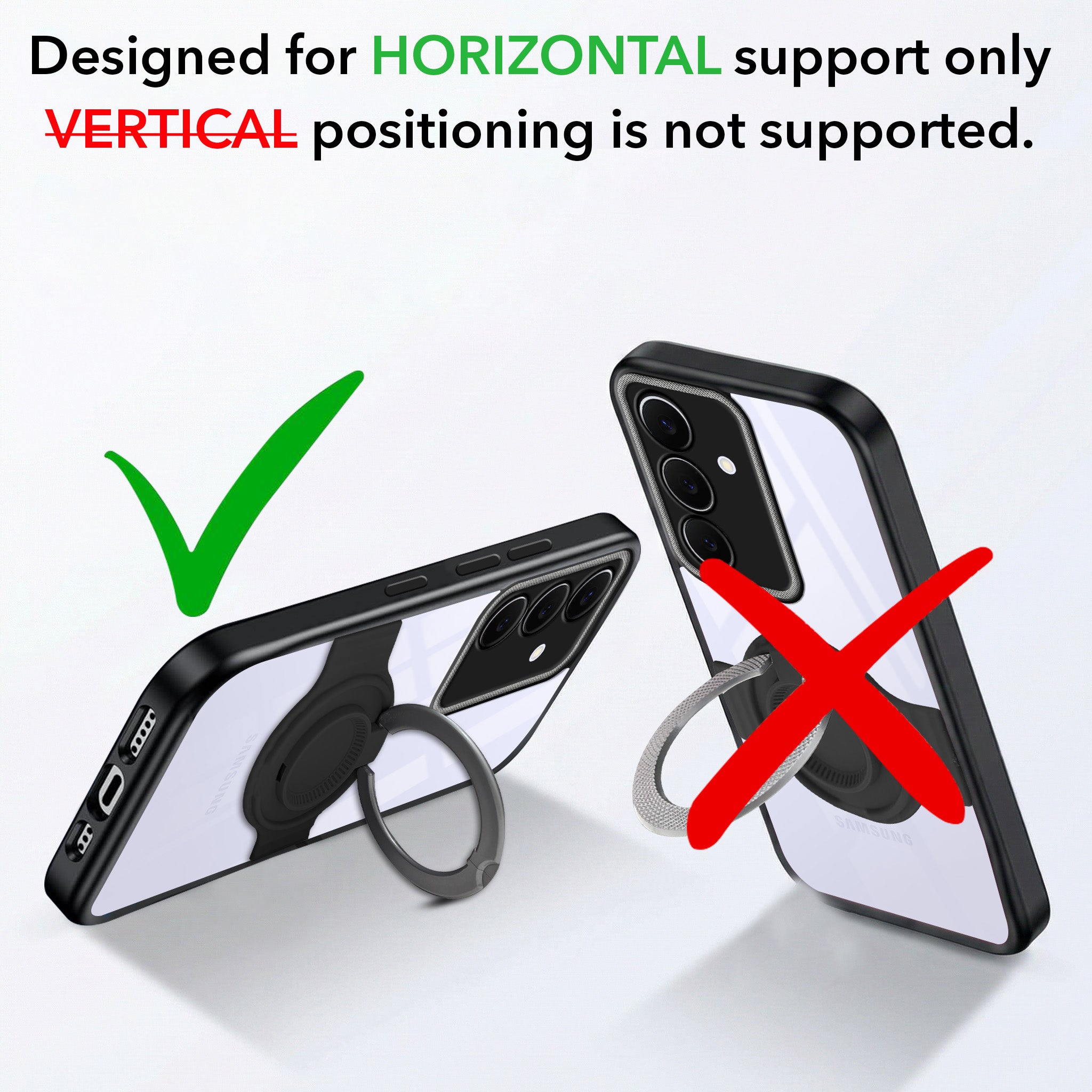 For Samsung Galaxy S25 FE Back Cover Case with stand (Built-in Ring Holder Kickstand | Lifetime Anti Yellow | Camera Protection)