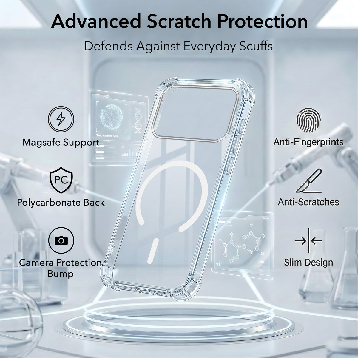 For Apple iPhone 18 Pro Max Back Cover Shockproof Crystal-Clear (Magsafe Wireless Support | Drop & Camera Protection | Hard Polycarbonate)