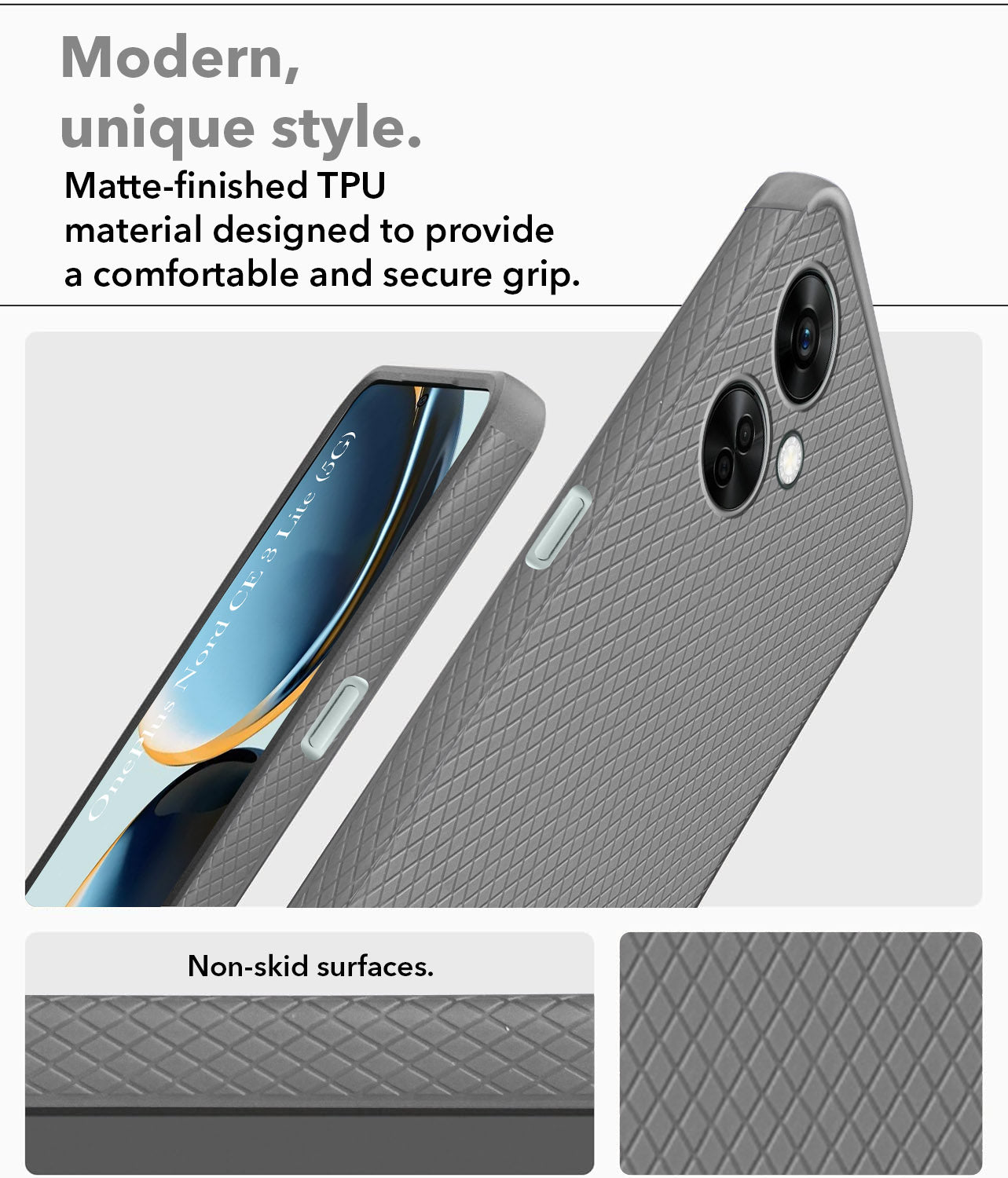 For OnePlus Nord CE 3 Lite Back Cover Case (Liquid Silicone | Side Grip | Camera Protection)