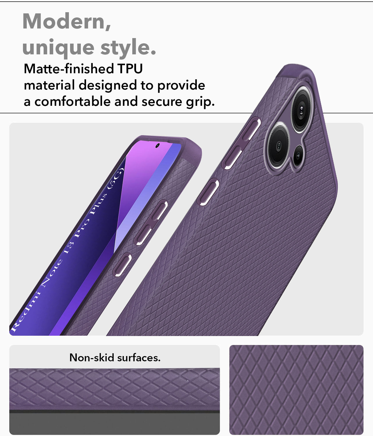 For Redmi Note 13 Pro Plus Back Case Cover (Liquid Silicone | Camera Protection | Side Grip)
