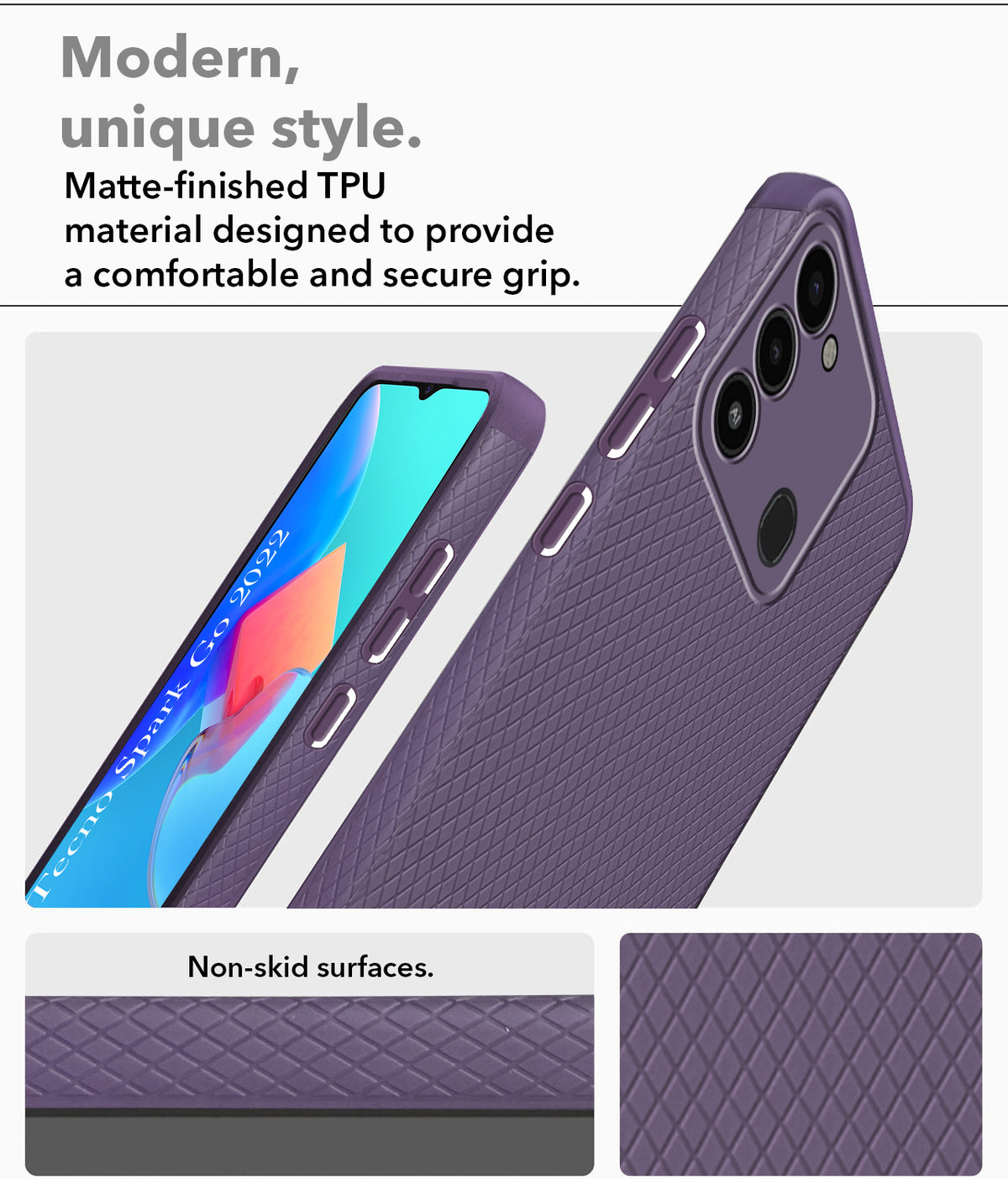 For Tecno Spark Go 2022 Back Cover Case (Liquid Silicone | Side Grip | Camera Protection)