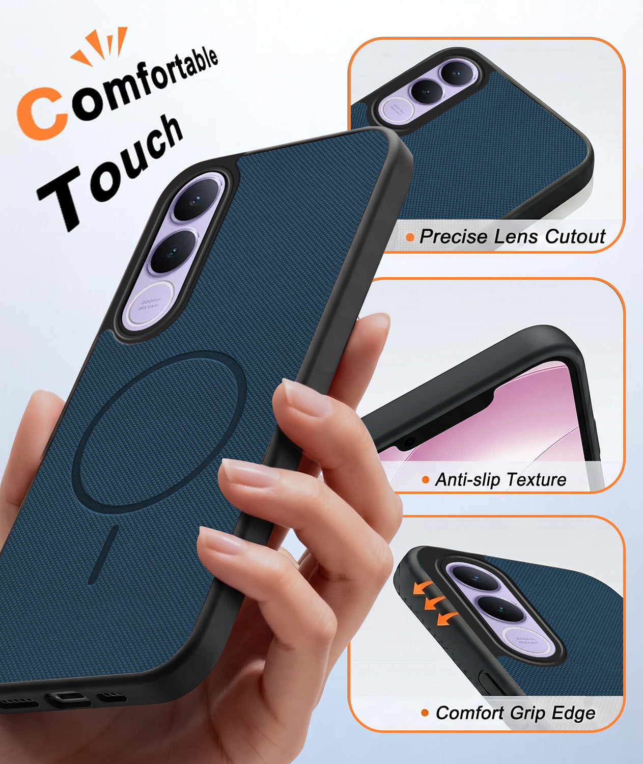 For Vivo V70 FE 5G Back Cover Case PU Leather (Texture Grip Design | Professional Minimalist | Camera Protection | Soft and Flexible)