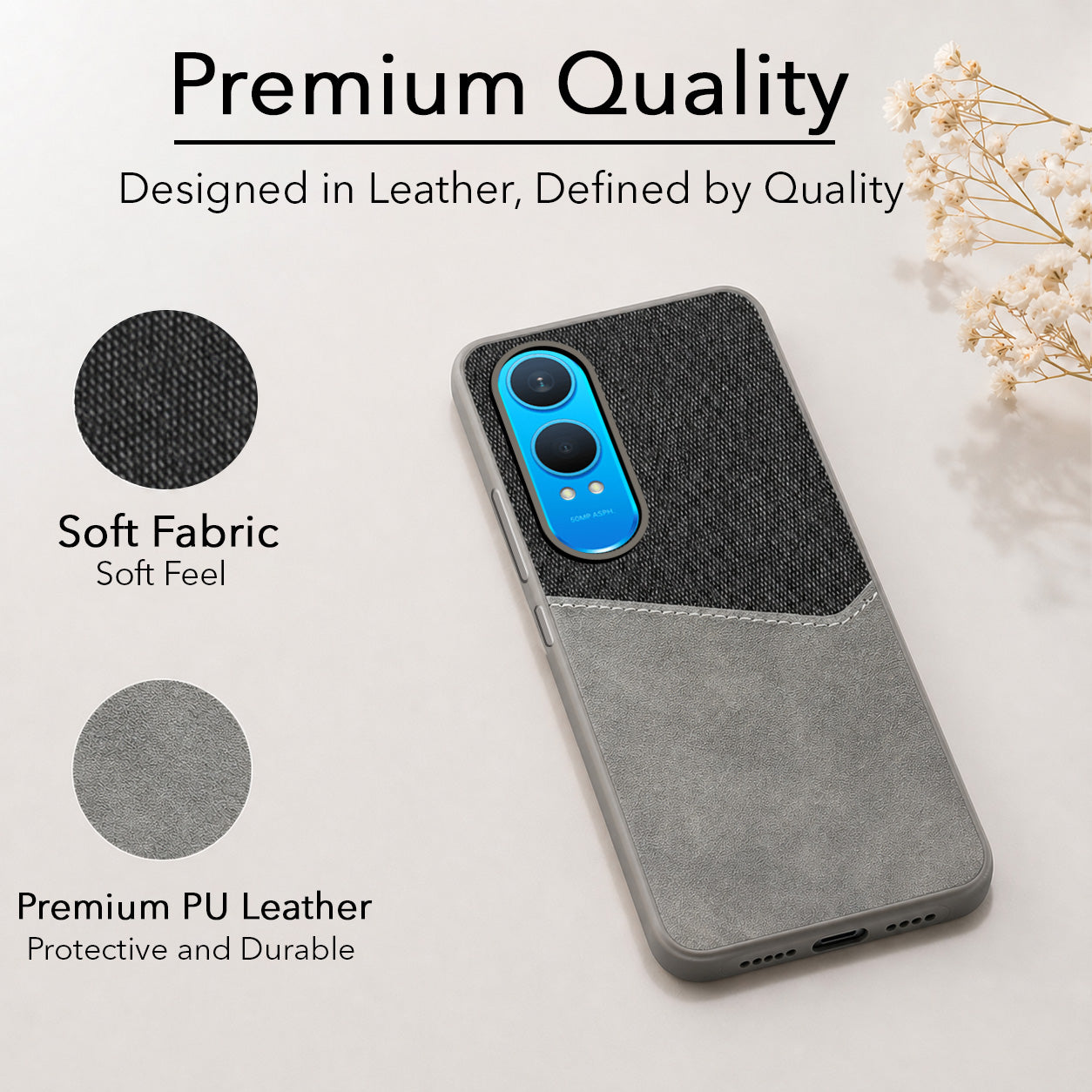 For OnePlus Nord CE 4 Lite Back Cover Case (Dual PU Leather Stitch | Professional Minimalist | Soft and Flexible)