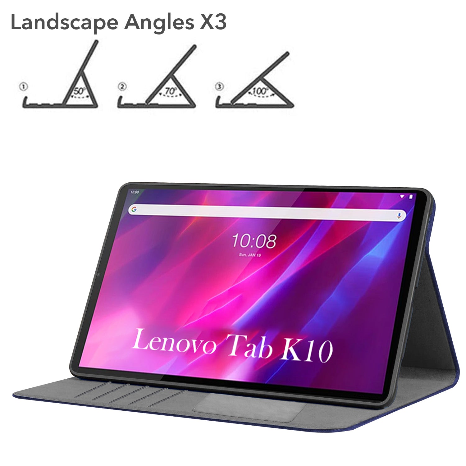 For Flip Cover Folio Case Lenovo Tab K10 10 Inch TB-X6C6F / X6C6X (PU Matte Leather | Multi-Angle Smart Stand | Card Storage Slots | Silicone Back Pouch)