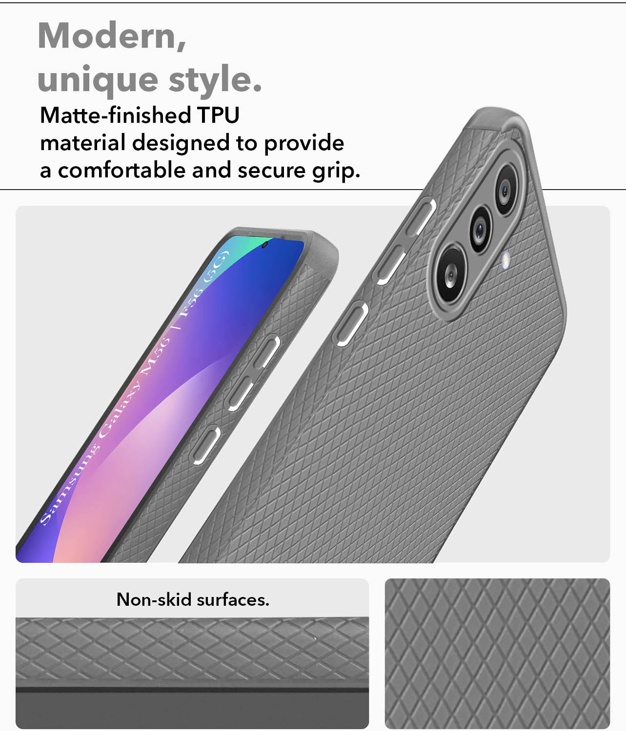 For Samsung Galaxy M56 | Samsung Galaxy F56 Back Cover Case (Liquid Silicone | Side Grip | Camera Protection)
