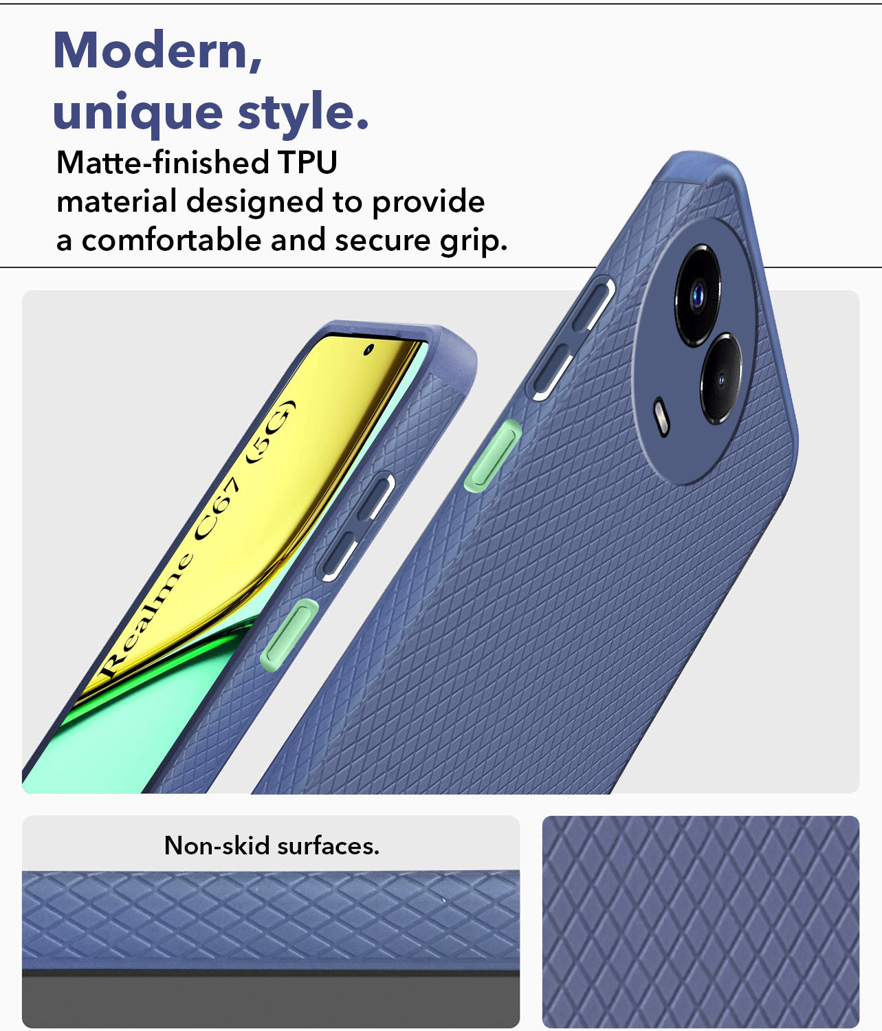 For Realme C67 Back Cover Case (Liquid Silicone | Side Grip | Camera Protection)