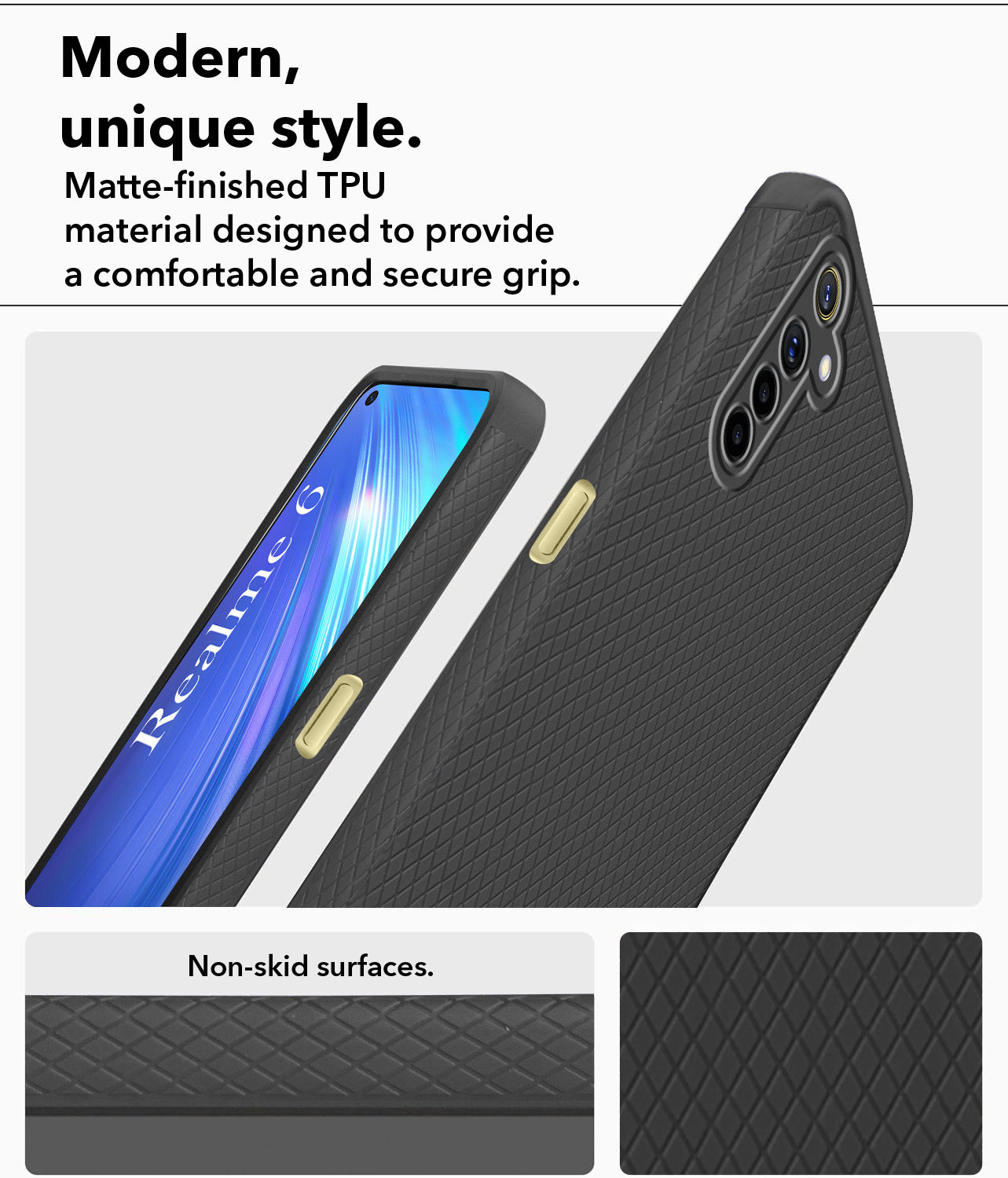 For Realme 6 Back Cover Case Liquid Silicone (Camera Protection | Side Grip Texture | Soft and Flexible)