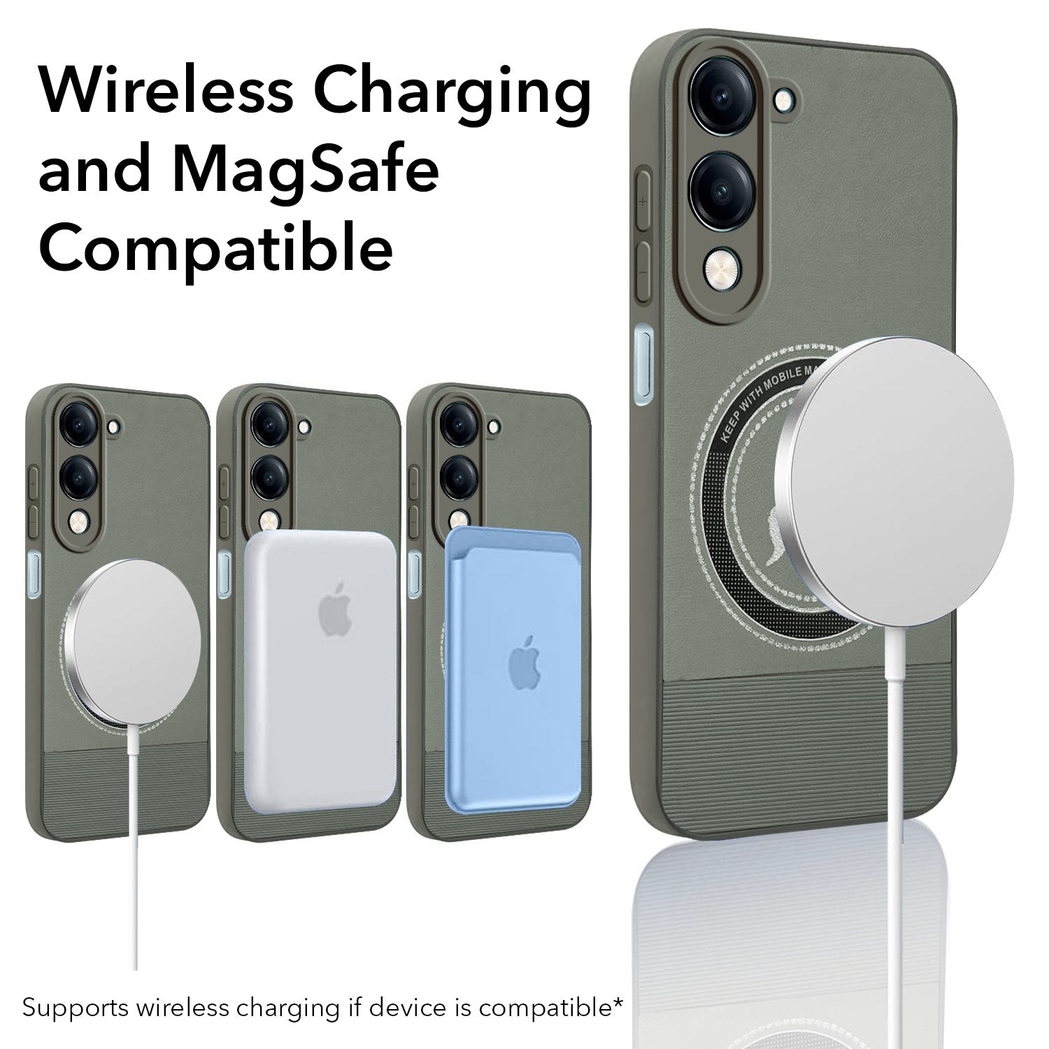 For Vivo Y19 | Vivo Y19e | Vivo T4 Lite PU Leather Finish Back Cover Case (Professional Minimalist Texture | MagSafe Compatile | Camera Protection | Sleek Sober Formal)