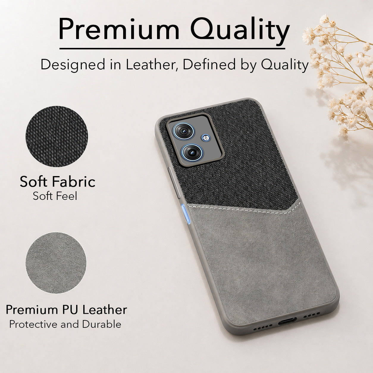 For Motorola Moto G64 5G Back Cover Case  (Dual PU Leather Stitch | Professional Minimalist | Soft and Flexible)