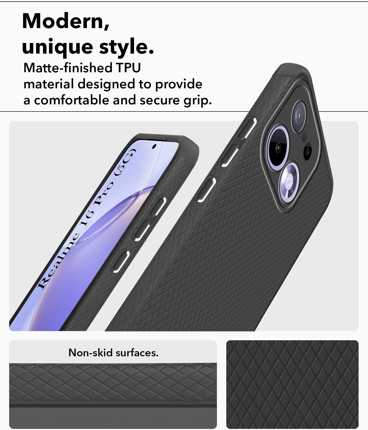 For Realme 16 Pro Back Cover Case Liquid Silicone (Camera Protection | Side Grip Texture | Soft and Flexible)