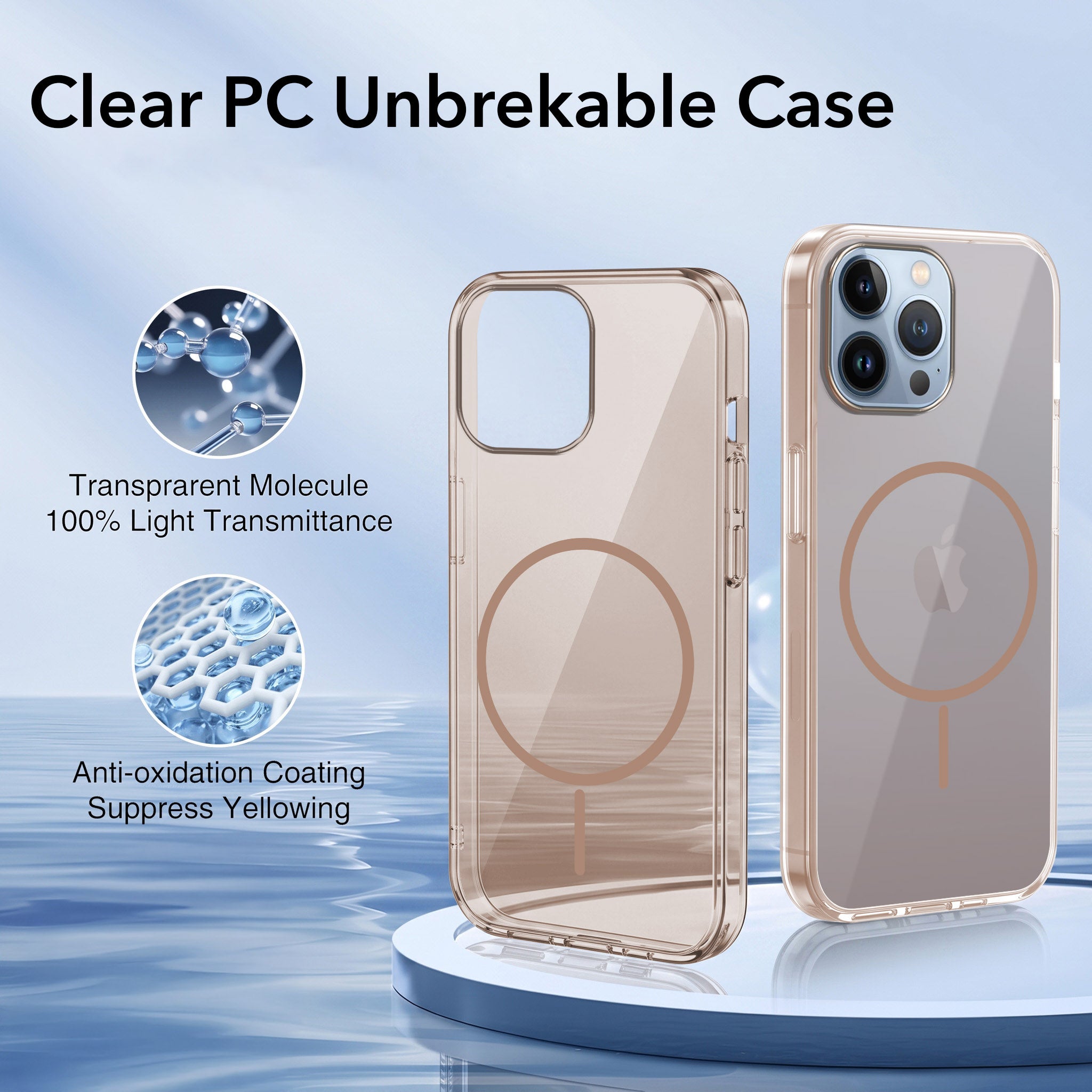 For Apple iPhone 13 Pro Max Back Case Cover Crystal Anti Yellow (Unbreakable PC | MagSafe Wireless Charging Support |Camera Protection Bump)