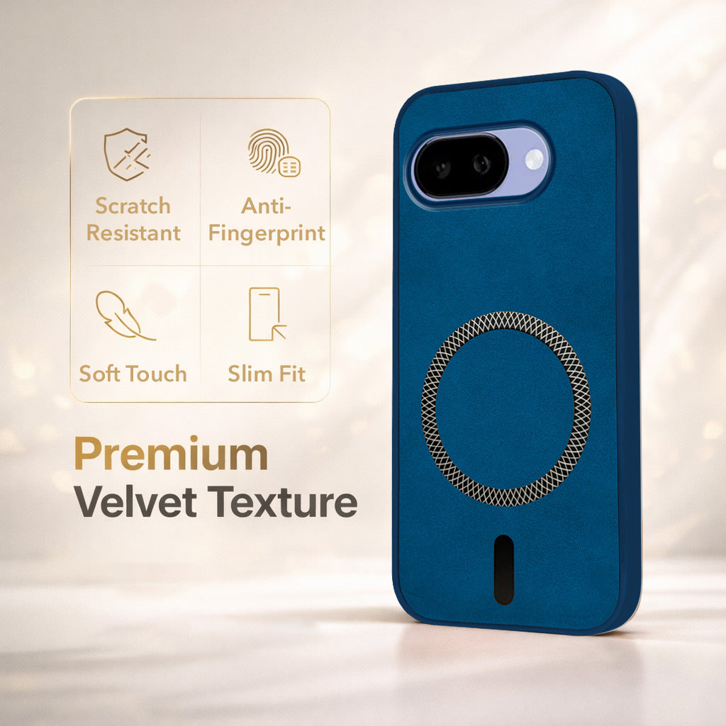 For Google Pixel 9A Back Cover Case Leather Finish (MagSafe Compatible Wireless Charging | Soft Touch | Camera Bump Protection)