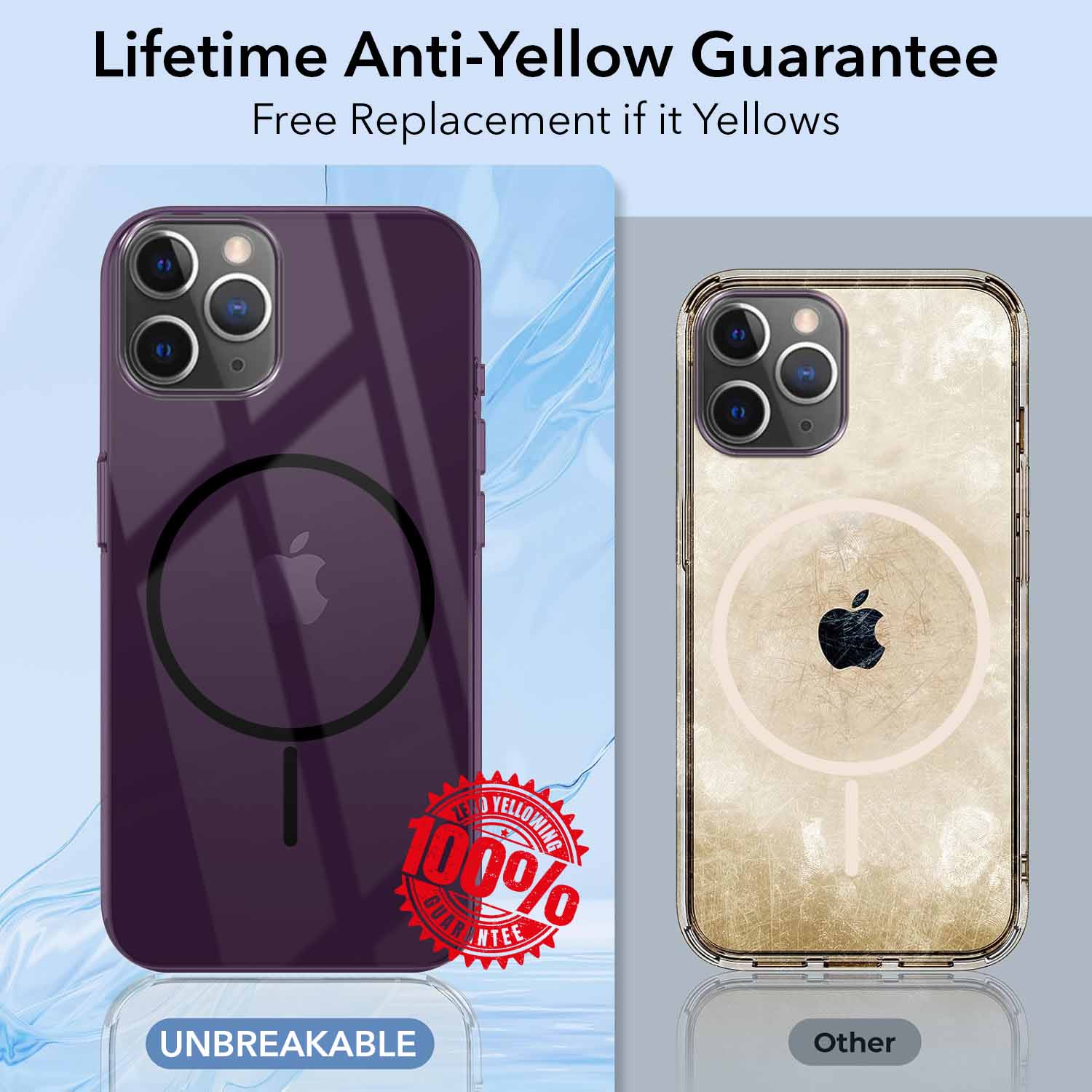 For Apple iPhone 11 Pro Max Back Cover Case Crystal Anti Yellow (MagSafe Wireless Charging Support |Camera Protection Bump)