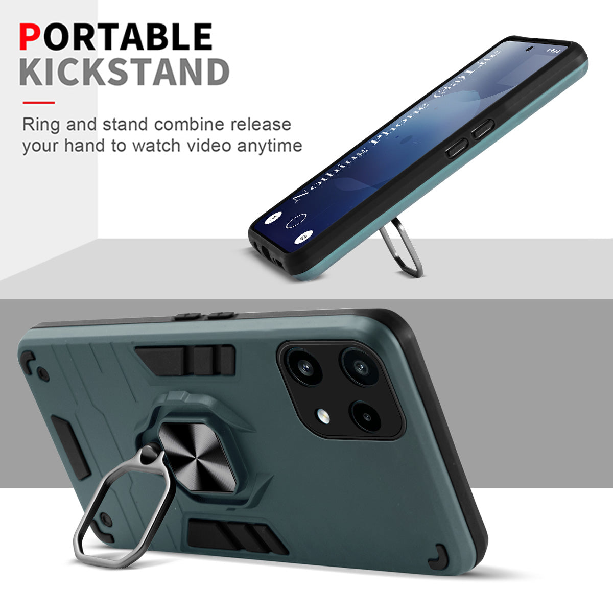 For Nothing Phone 3A Lite Back Cover Case Hybrid Armor (Shockproof Dual Layer Polycarbonate |Ring Holder Kickstand)