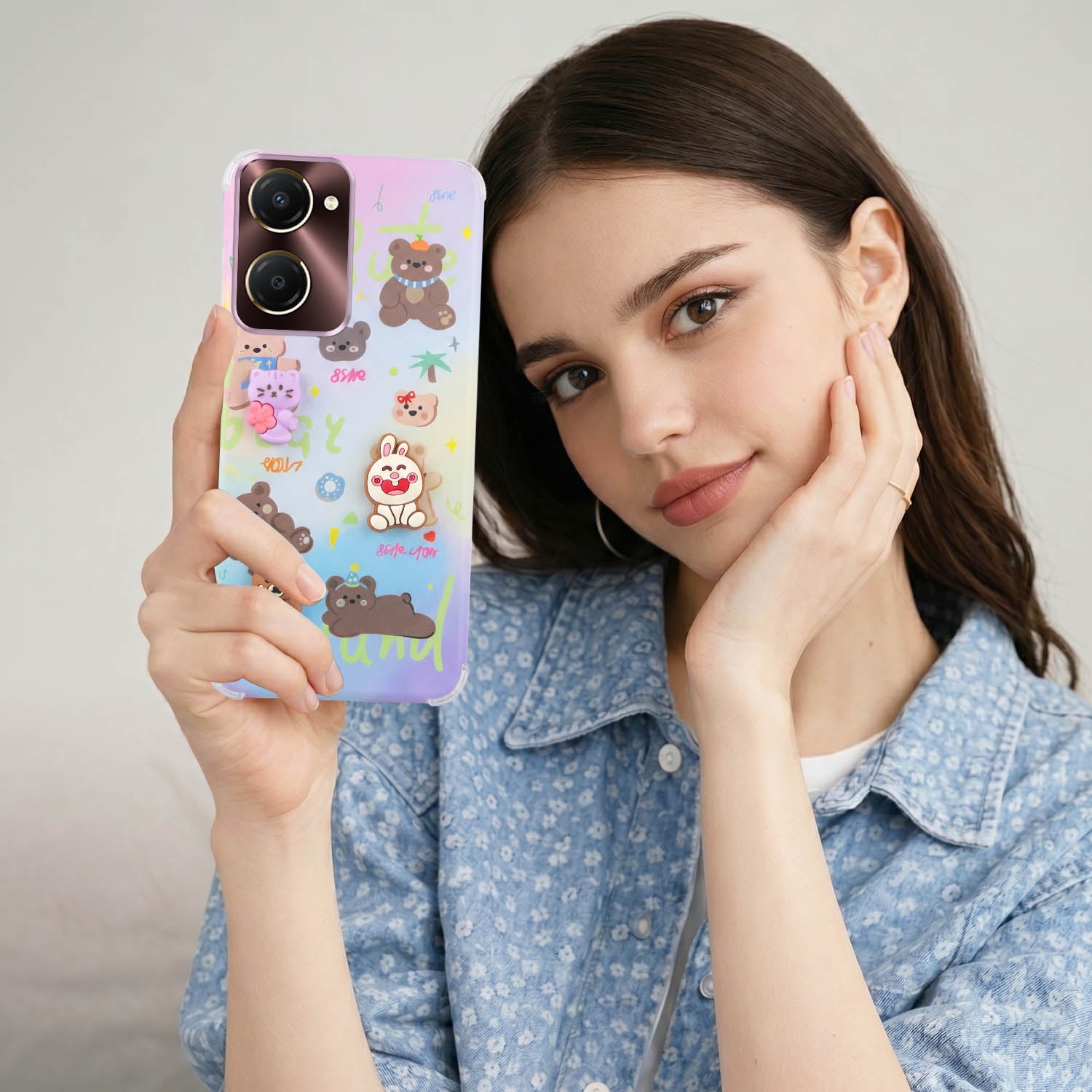 For Vivo iQOO Z9 Lite 5G Back Cover Case (3D Cute Cartoons | Hard Back Side Soft | Matte Premium Finish | HD Printing)