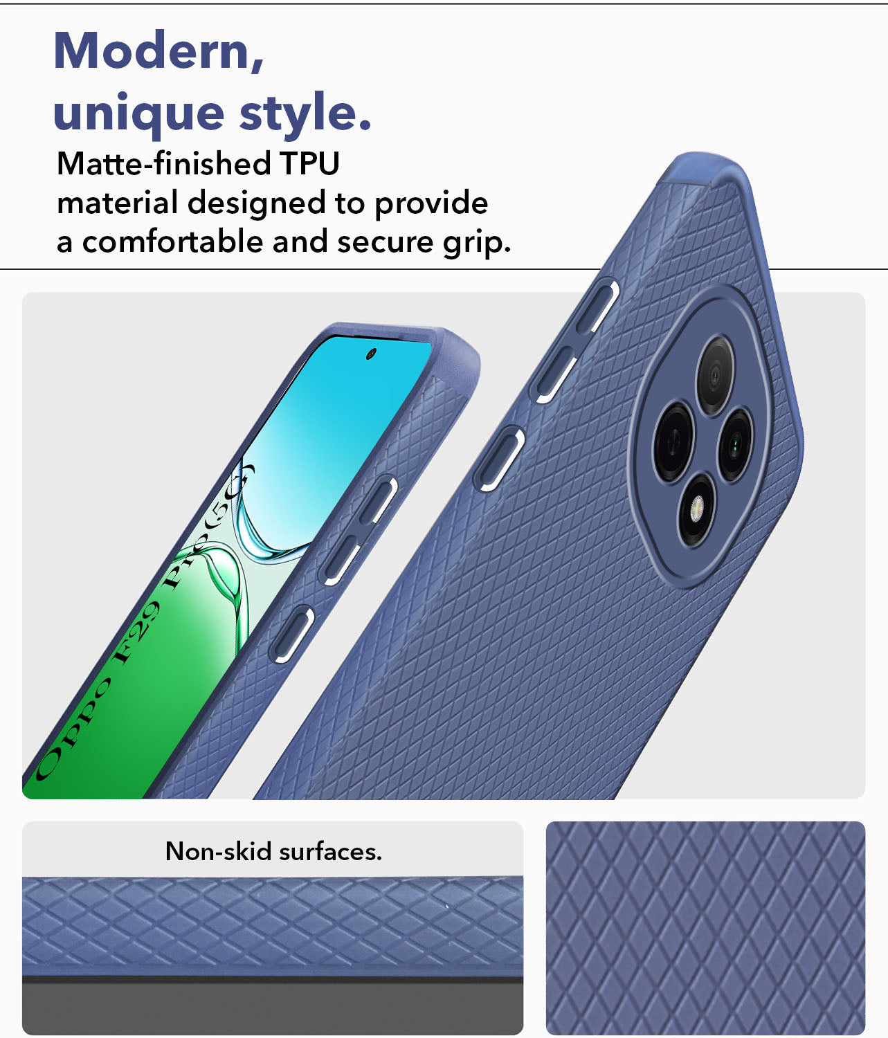 For Oppo F29 Pro Back Cover Case (Liquid Silicone | Side Grip | Camera Protection)