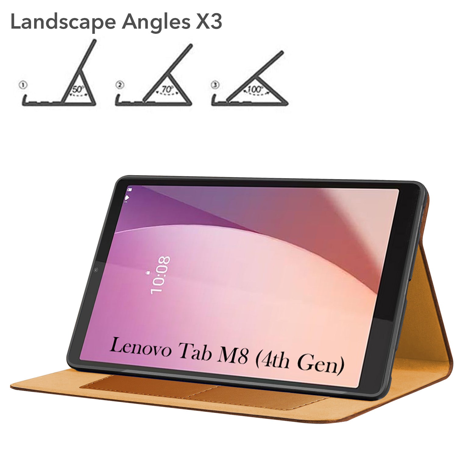 For Lenovo Tab M8 4 GEN 2024 8 Inch Flip Cover Folio Cover (PU Matte Leather | Multi-Angle Smart Stand | Card Storage Slots | Silicone Back Pouch)