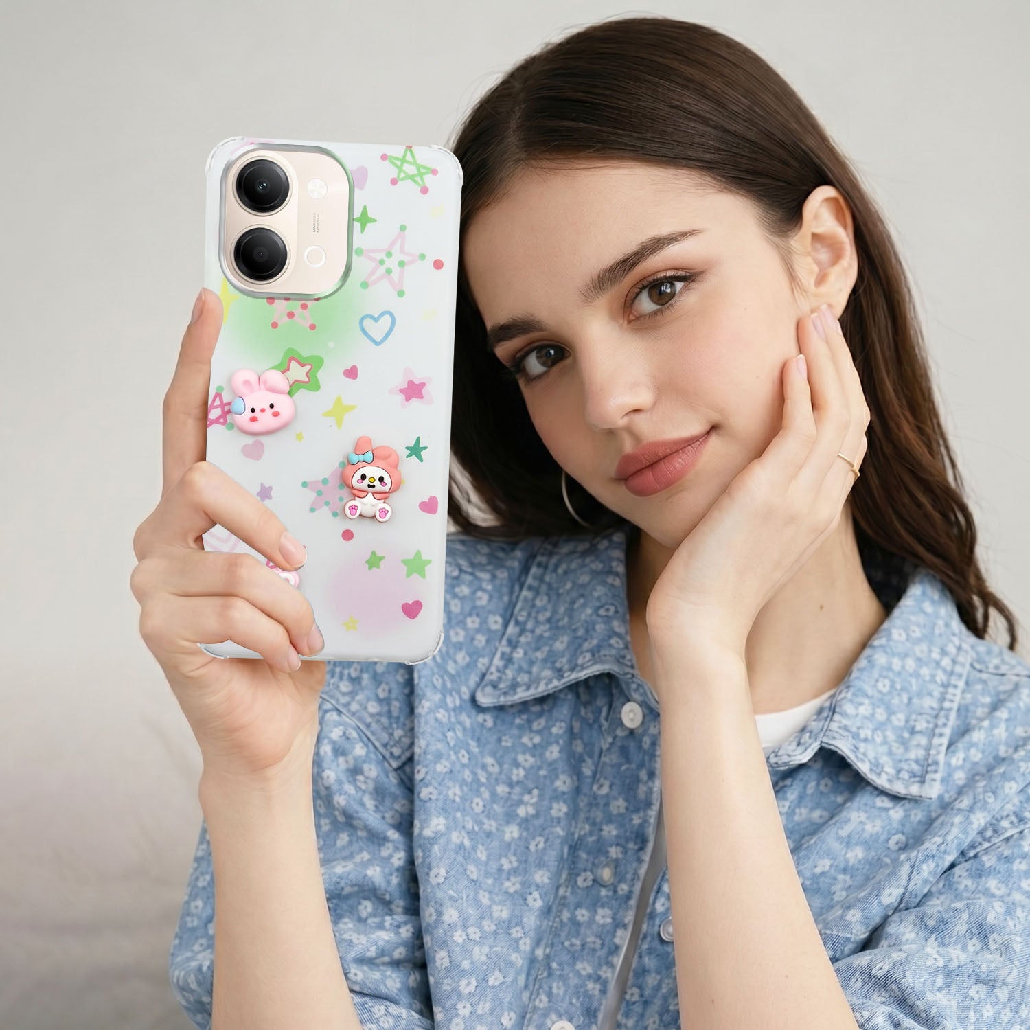 For Vivo Y05 4G Back Cover Case (3D Cute Cartoons | Hard Back Side Soft | Matte Premium Finish | HD Printing)