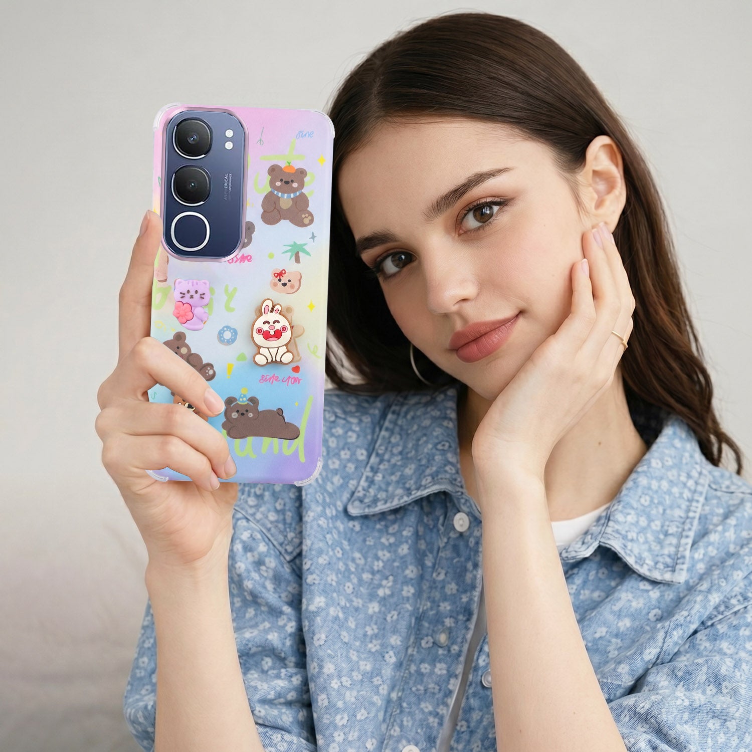 For Vivo Y29 Back Cover Case (3D Cute Cartoons | Hard Back Side Soft | Matte Premium Finish | HD Printing)