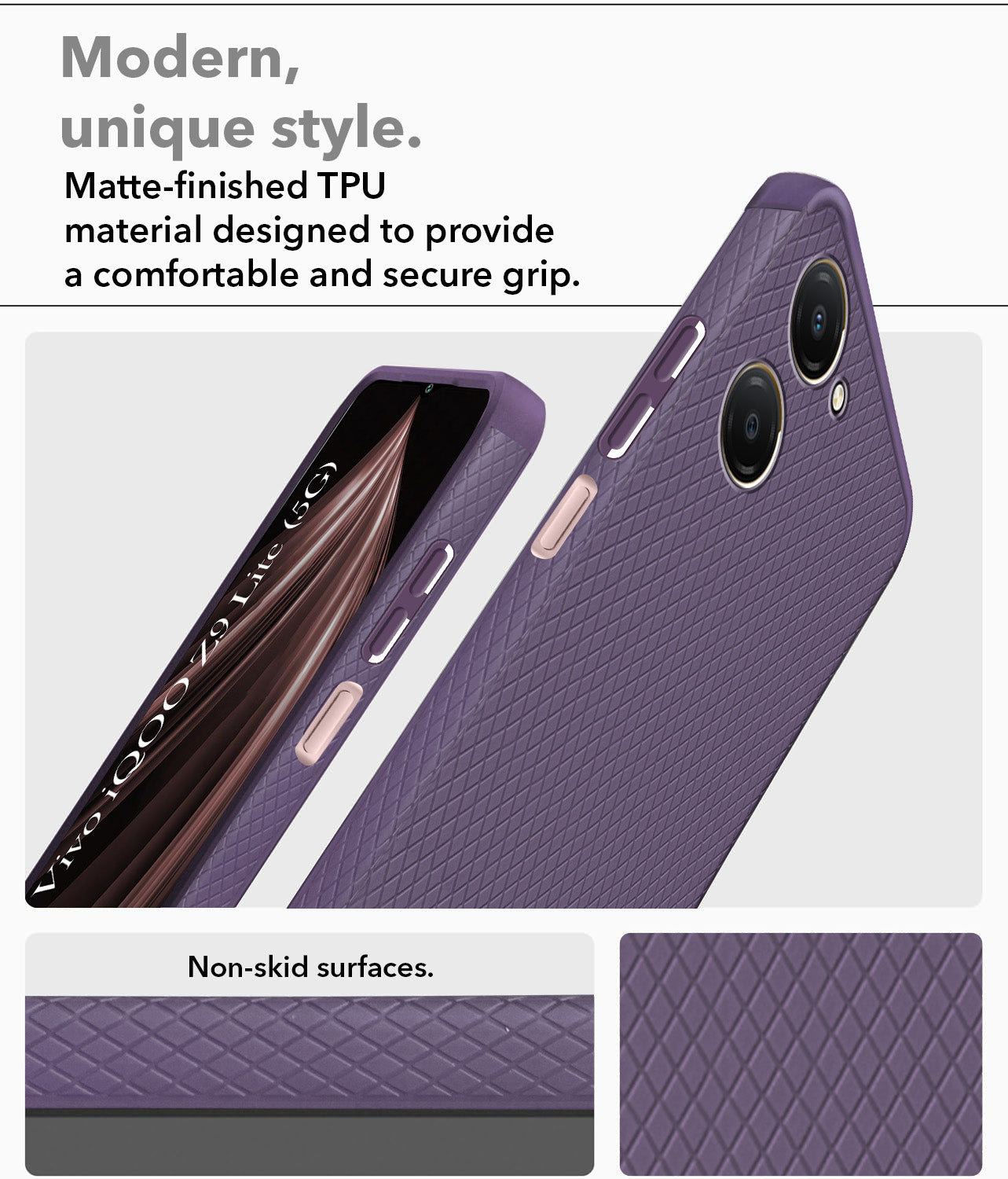 For Vivo iQOO Z9 Lite 5G Back Cover Case Liquid Silicone (Camera Protection | Side Grip Texture | Soft and Flexible)