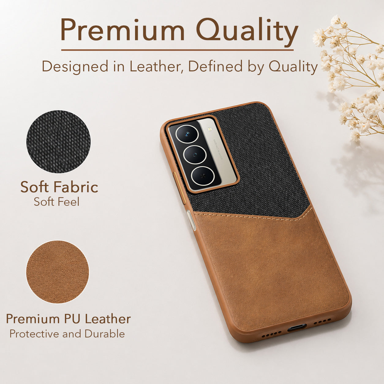 For Realme Narzo 80x Back Cover Case (Dual PU Leather Stitch | Professional Minimalist | Soft and Flexible)