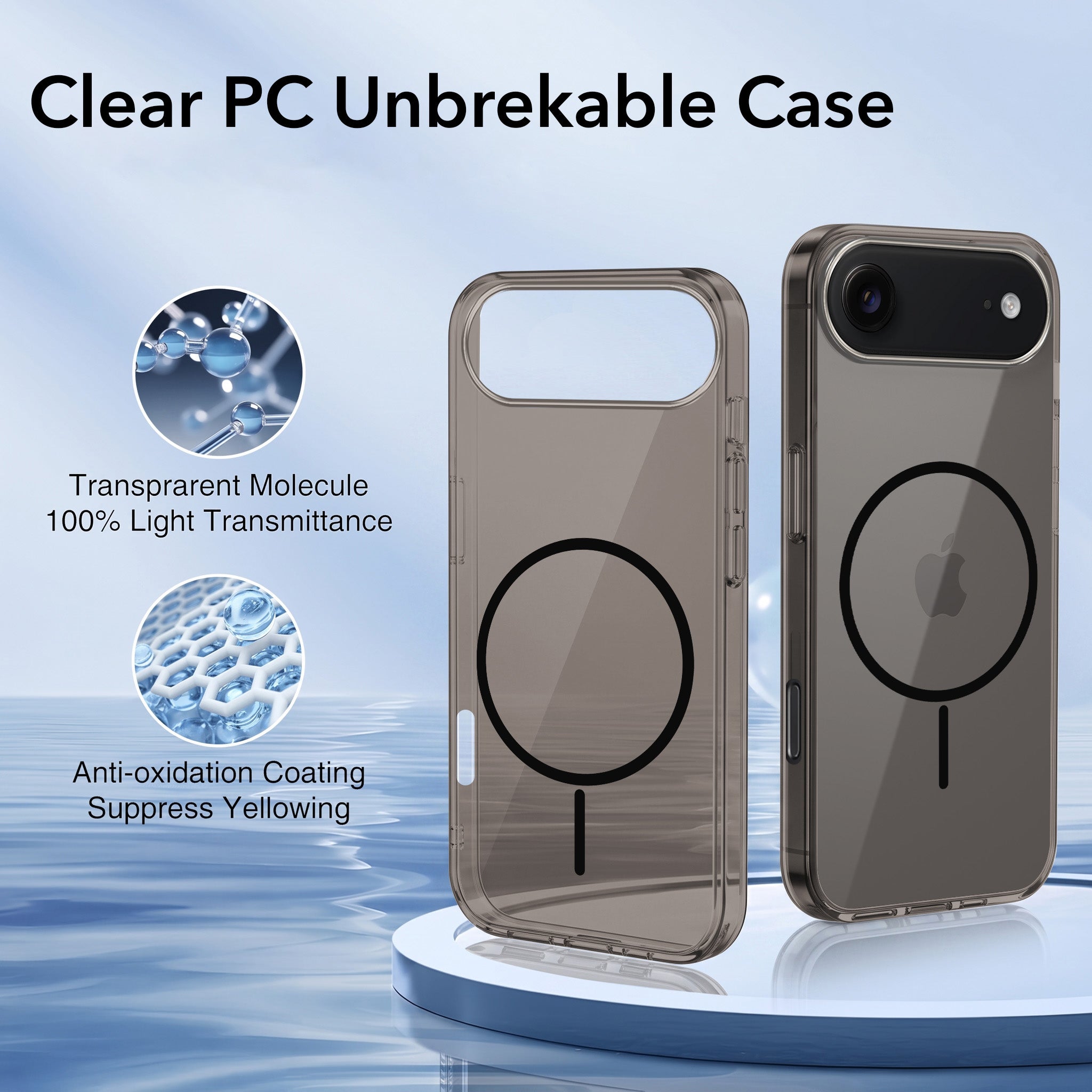 For Apple iPhone 17 Air Back Case Cover Crystal Anti Yellow (Unbreakable PC | MagSafe Wireless Charging Support |Camera Protection Bump)